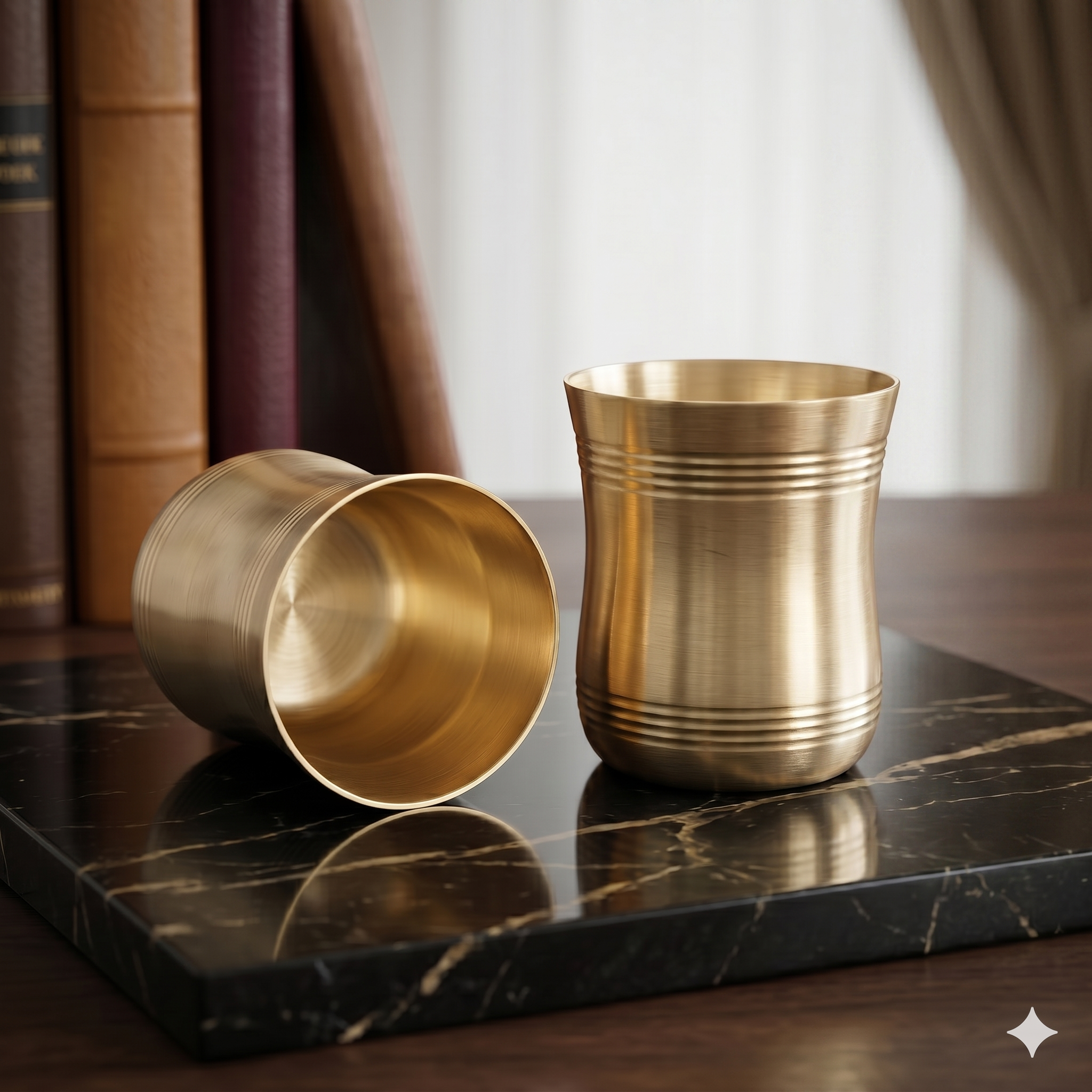 Product Title Premium Brass Glass Set of 2 with Royal Gift Box – Traditional Tumblers for Water & Lassi