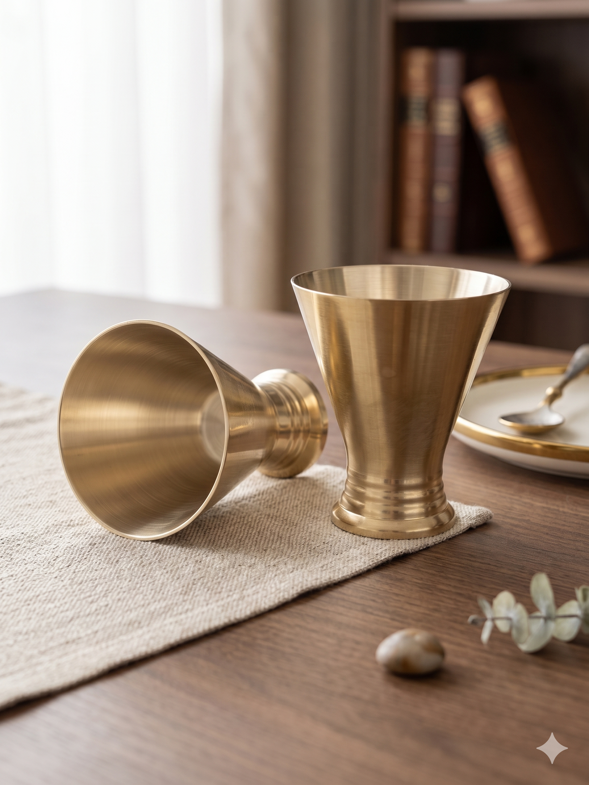 Elegant Hourglass Brass Glass Set with Premium Velvet Gift Box – Set of 2