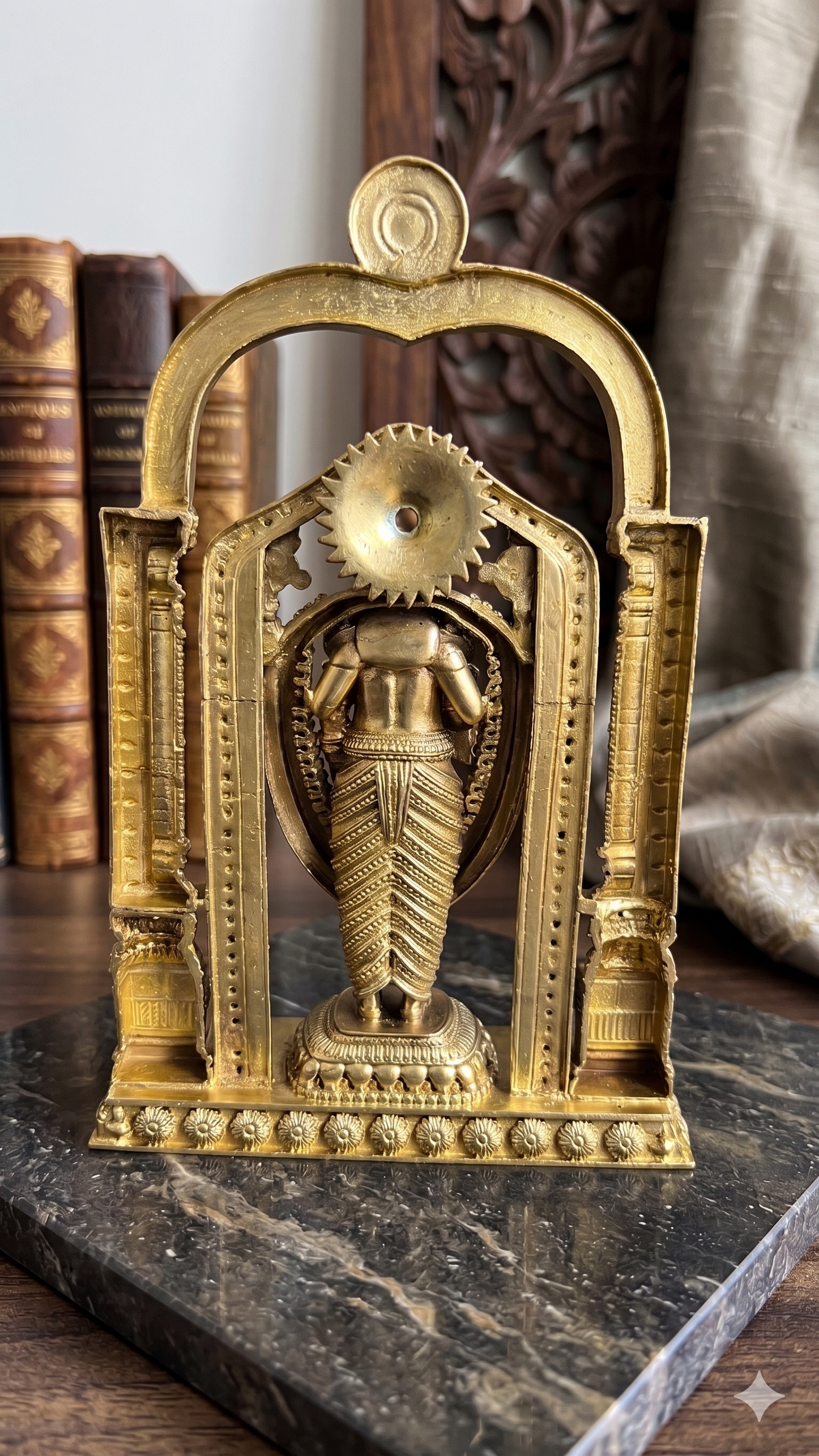 Handcrafted Brass Lord Venkateswara Statue with Prabhavali Arch