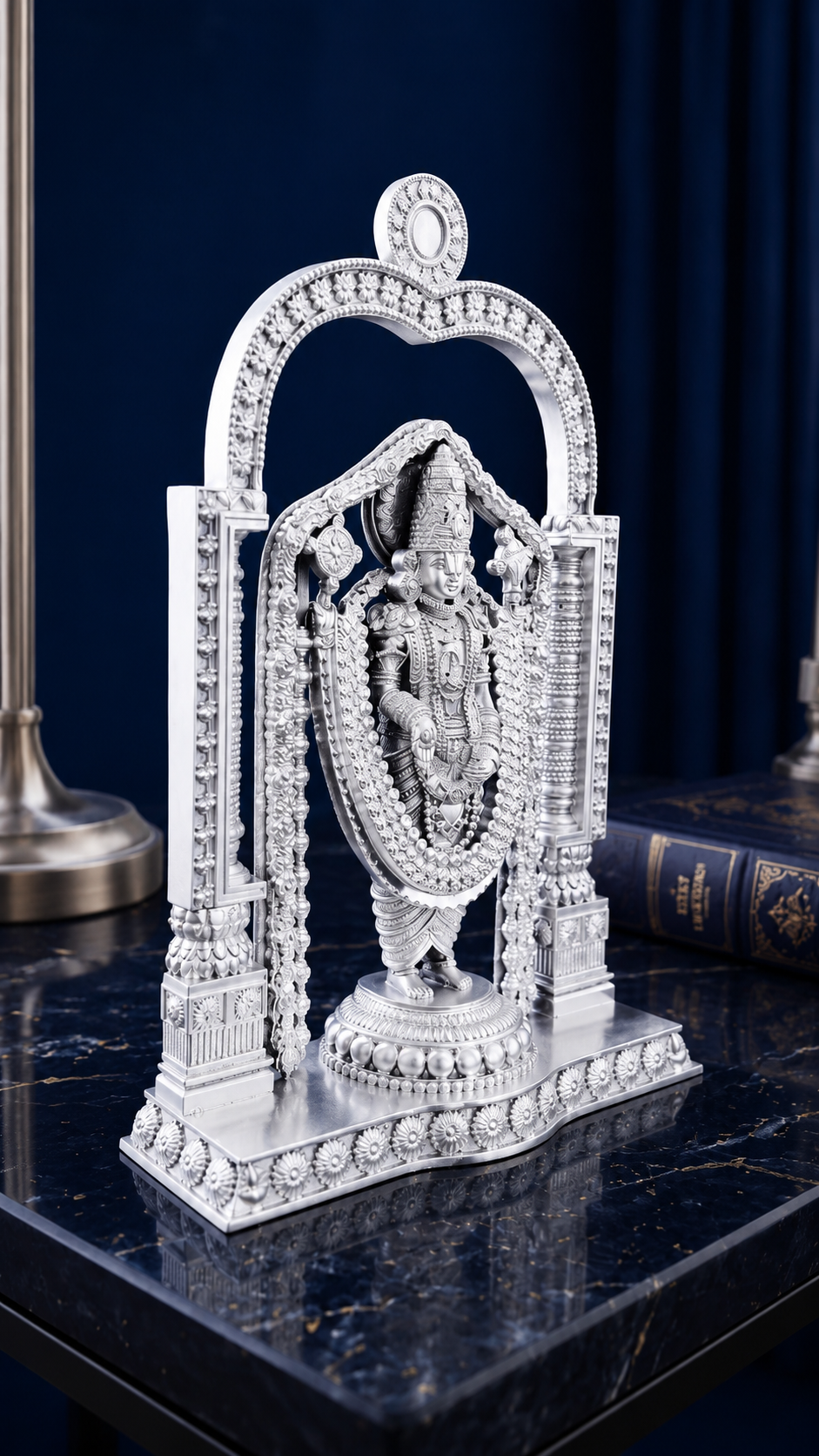 Premium 999 Silver Plated Tirupati Balaji Idol with Arch – Divine Venkateswara Statue