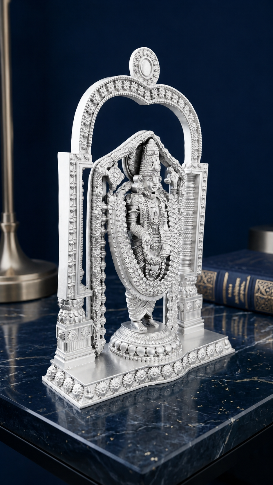 Premium Silver Plated Tirupati Balaji Idol with Arch – Divine Venkateswara Statue for Vastu & Home Mandir