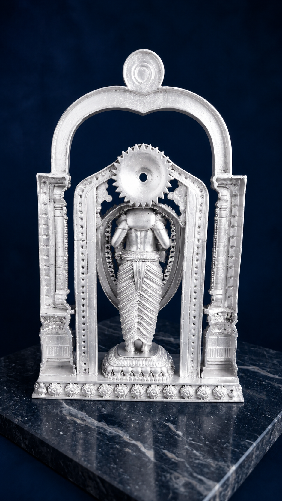 Premium Silver Plated Tirupati Balaji Idol with Arch – Divine Venkateswara Statue for Vastu & Home Mandir