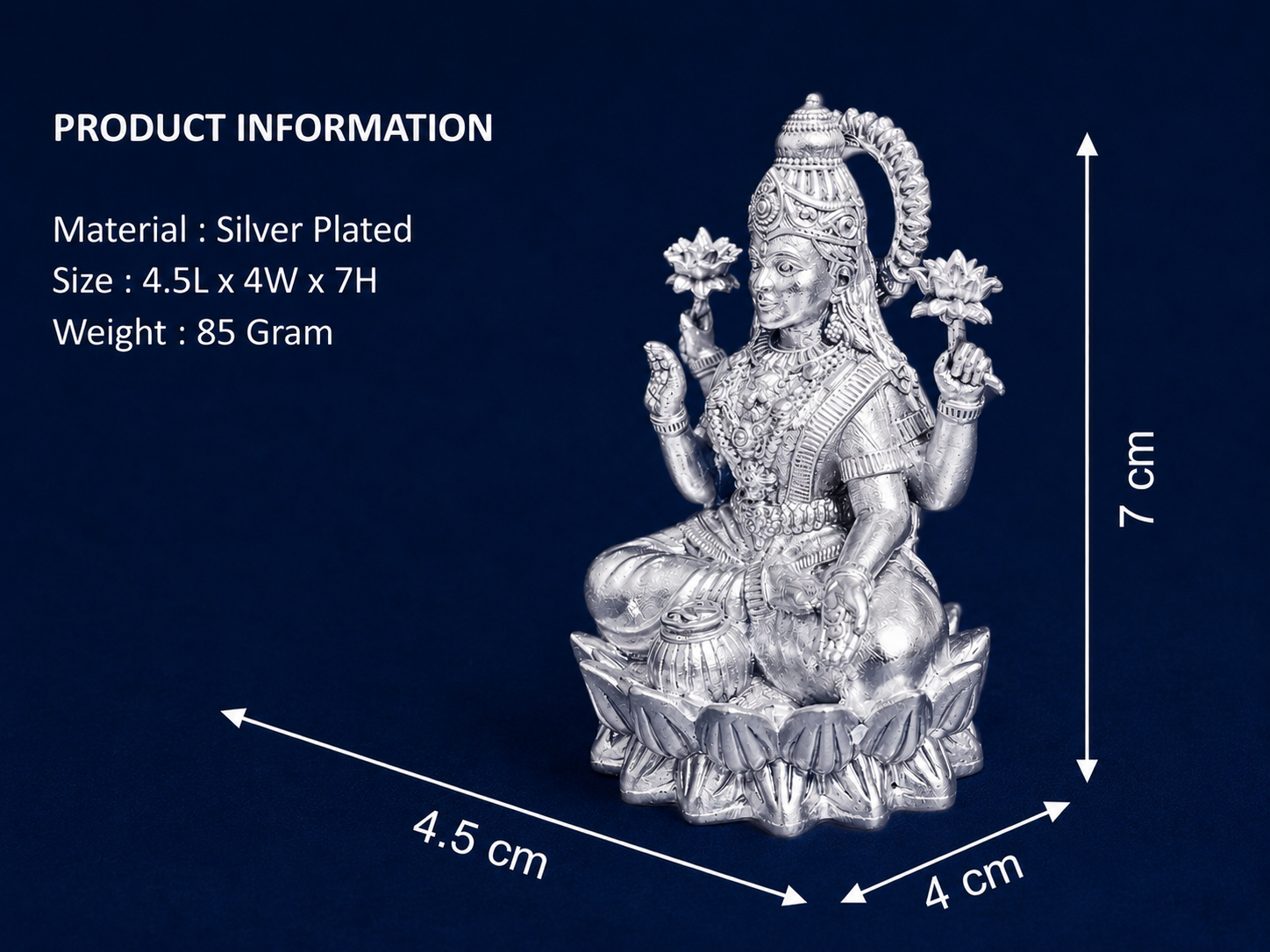 Premium 999 Silver Plated Goddess Lakshmi Idol – Divine Laxmi Lotus Seat Vastu Statue