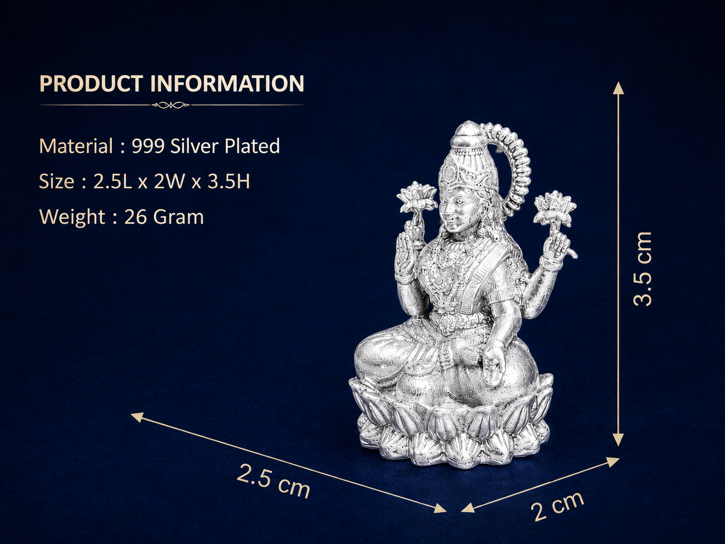 Premium 999 Silver Plated Goddess Lakshmi Idol – Divine Laxmi Lotus Seat Vastu Statue