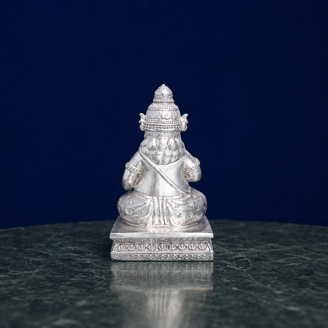 Premium 999 Silver Plated Lord Kubera Idol – Divine Wealth & Prosperity Decorative Figurine