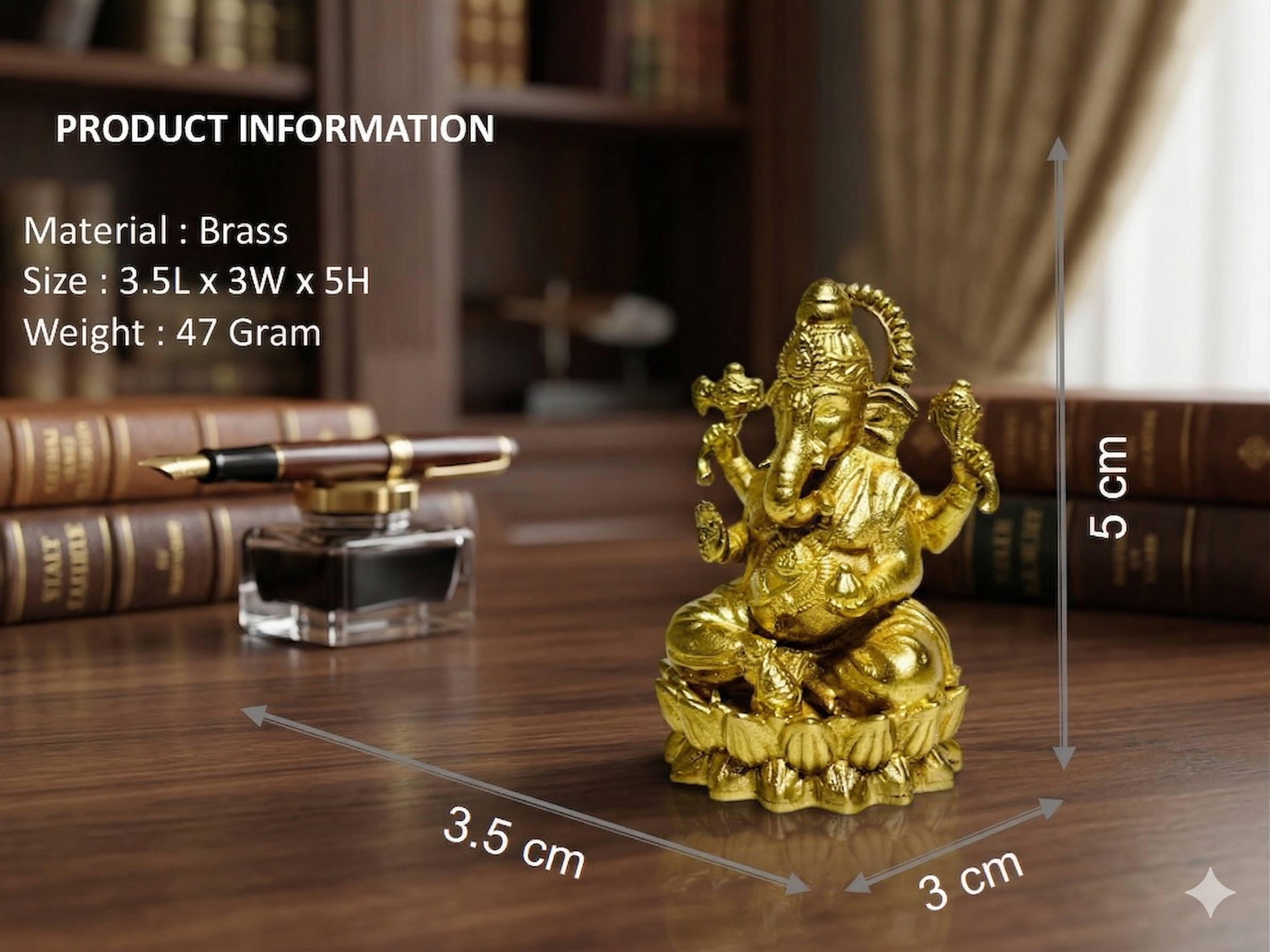 Premium Brass Lord Ganesha Idol on Lotus Base – Handcrafted Spiritual Home Decor