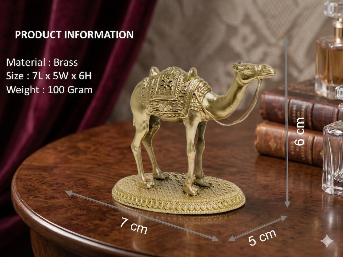 Title Handcrafted 100% Pure Brass Camel Idol – Premium Finish Royal Decor