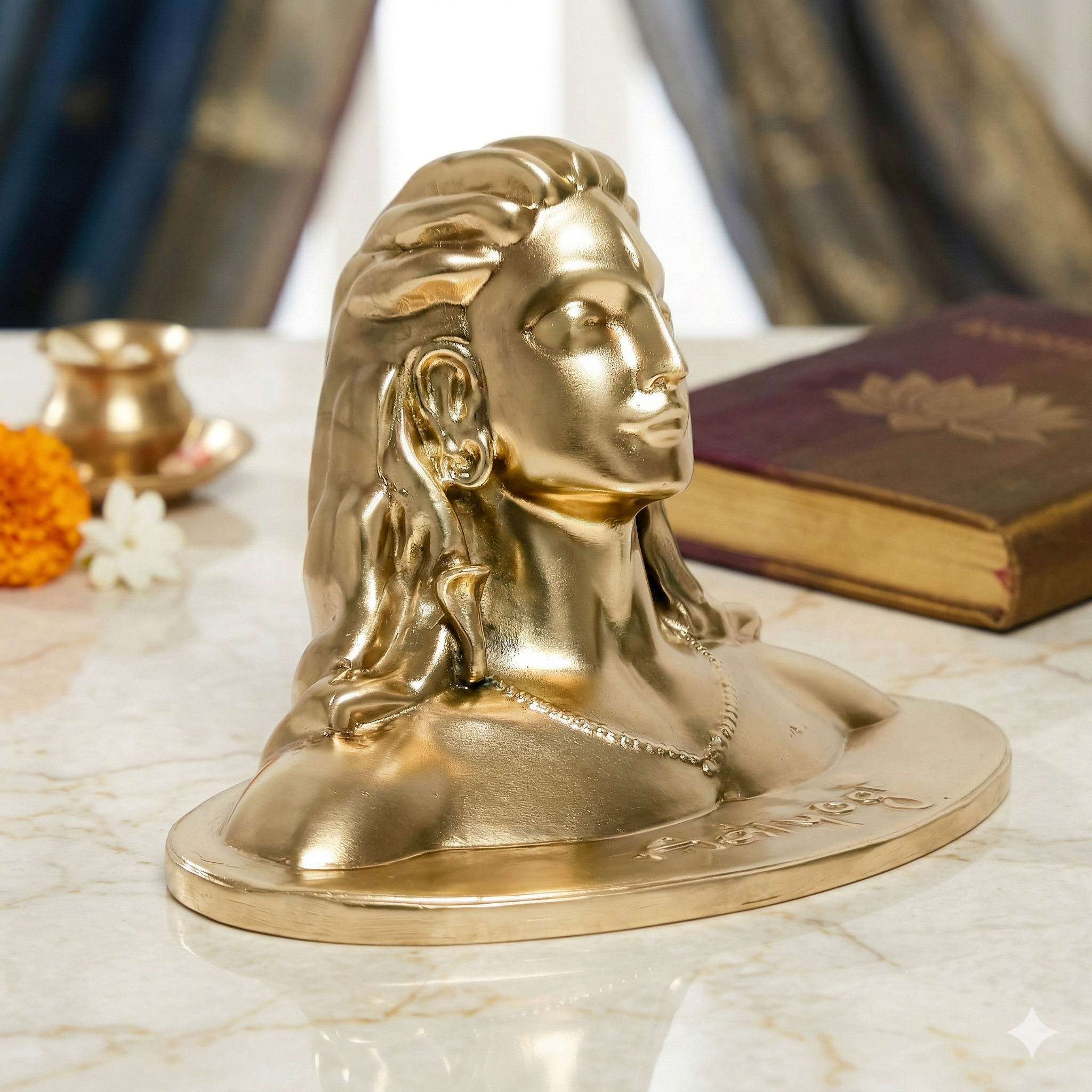 Premium 100% Brass  Shiva Idol – Matte Gold Finish Lord Shiva Bust for Home Decor, Pooja Room & Gifting (Fine Detailing)
