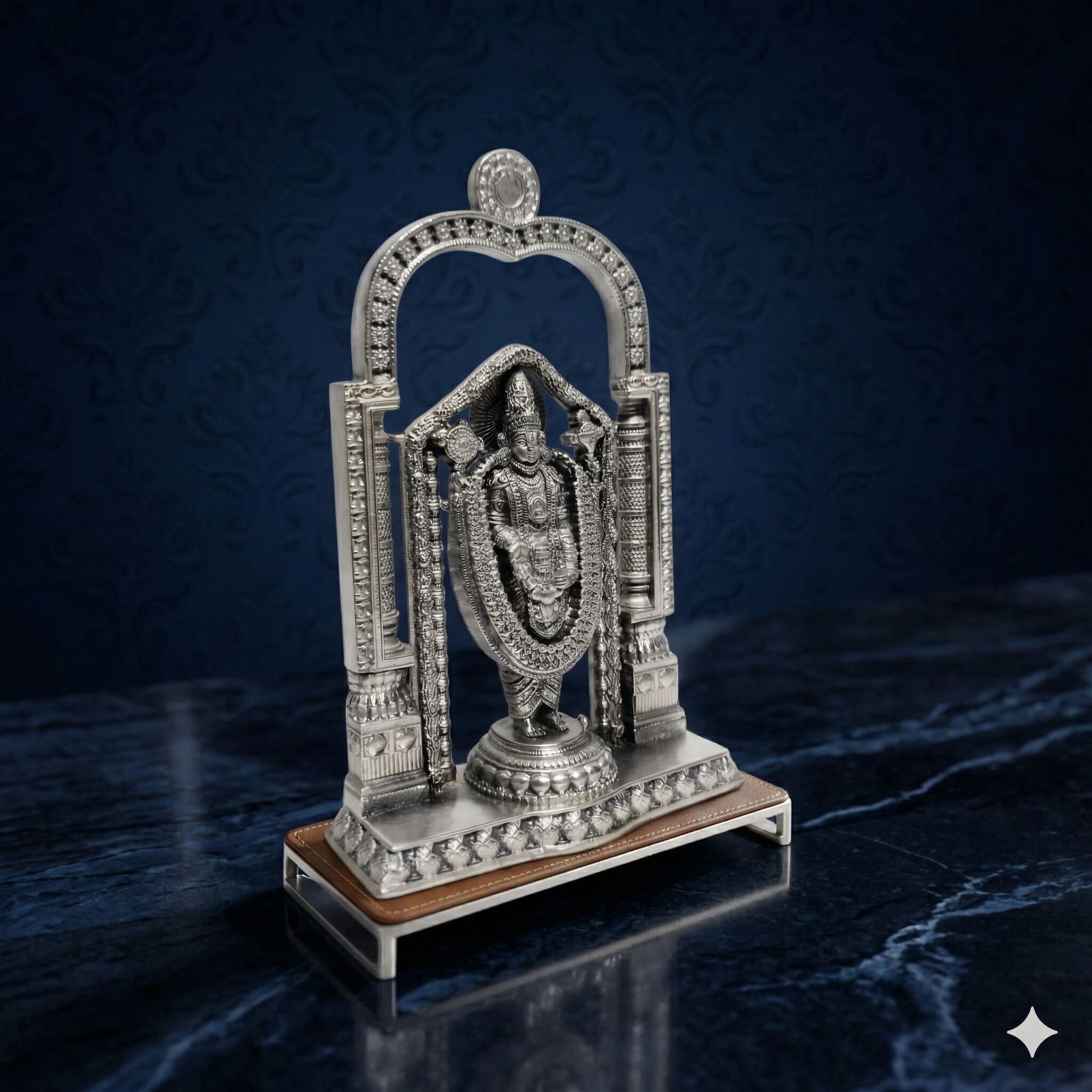 Premium Oxidized Silver Plated Tirupati Balaji Idol with Prabhavali Arch