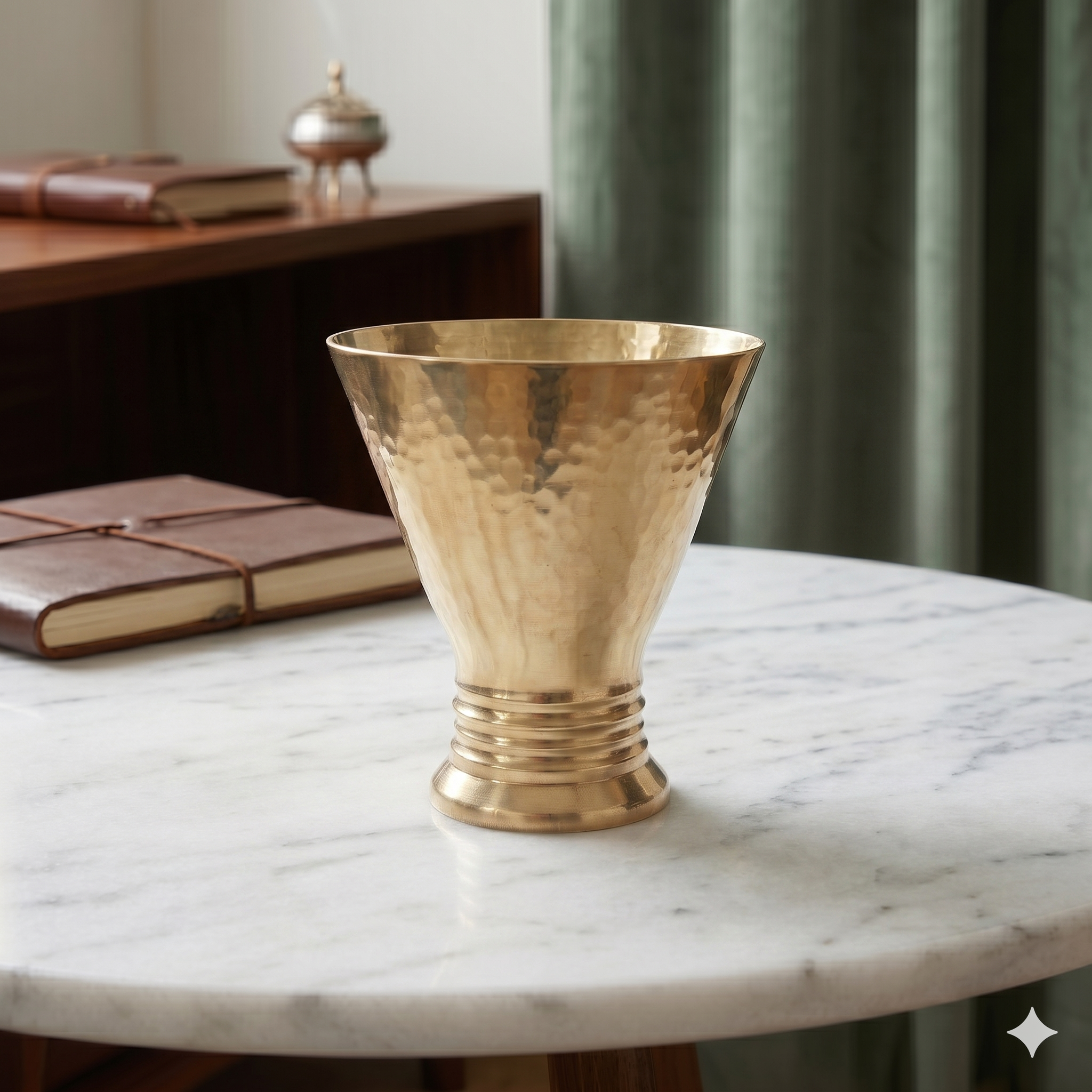 Luxury Hand-Hammered Flared Chalice – Premium Textured Metallic Goblet with Velvet Gift Box