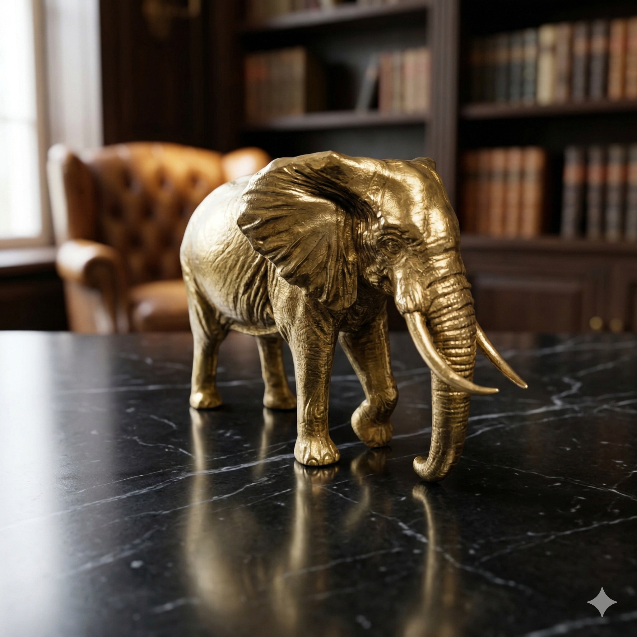 Handcrafted Antique Brass Elephant Figurine (10 cm) for Vastu & Home Decor