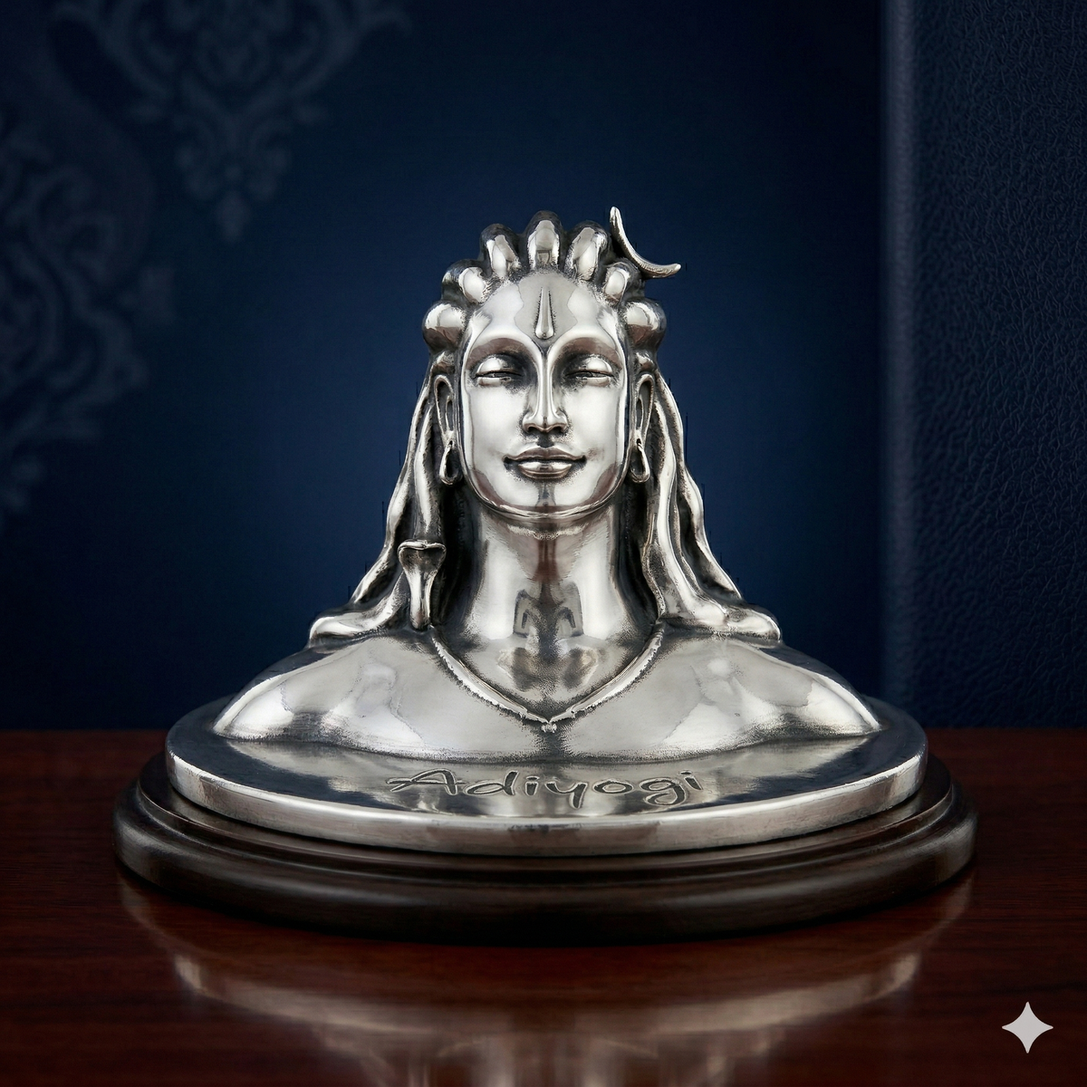 Silver-Plated Adiyogi Shiva Statue – Compact Mahadev Idol for Car Dashboard & Pooja Room