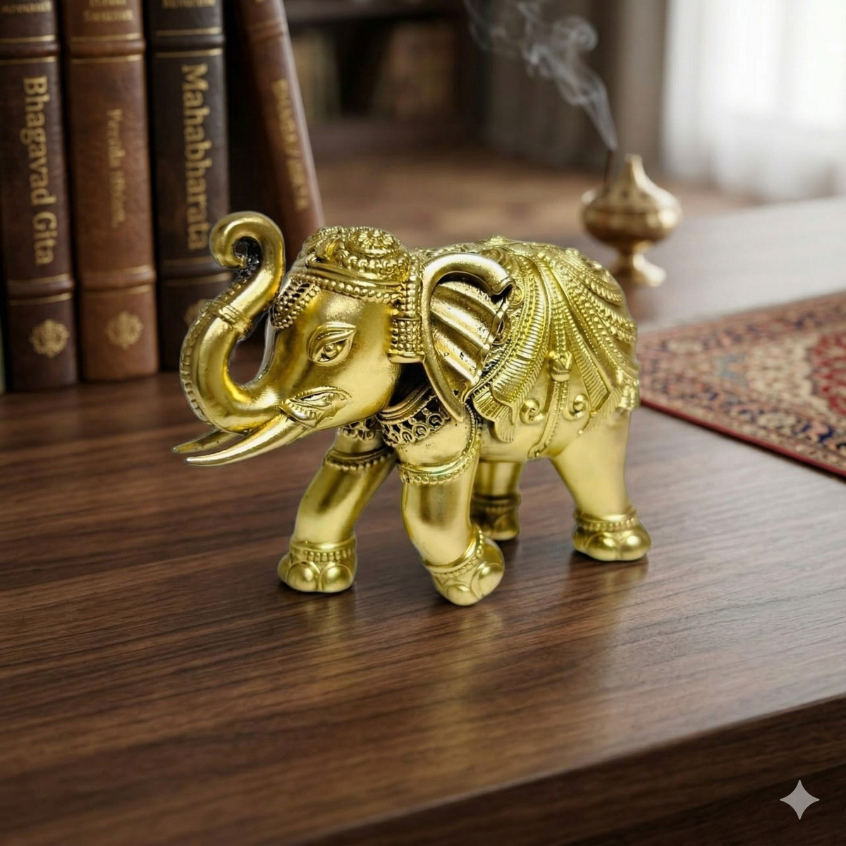 Premium Handcrafted Brass Elephant Trunk Up Statue – Elegant Vastu & Wealth Decor