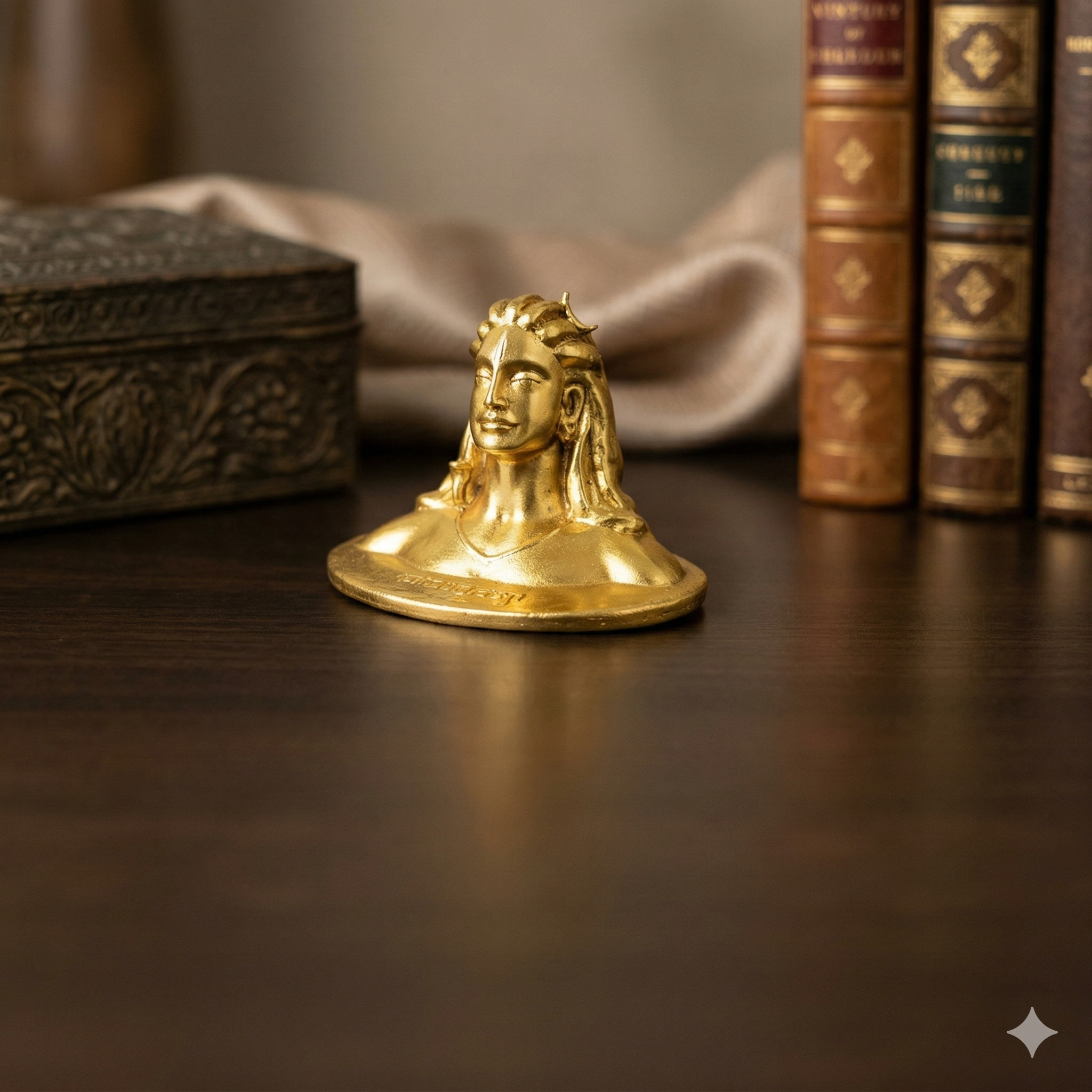 Adiyogi Brass Idol – 55 Gram Decorative Mini Statue for Home, Office & Car Dashboard