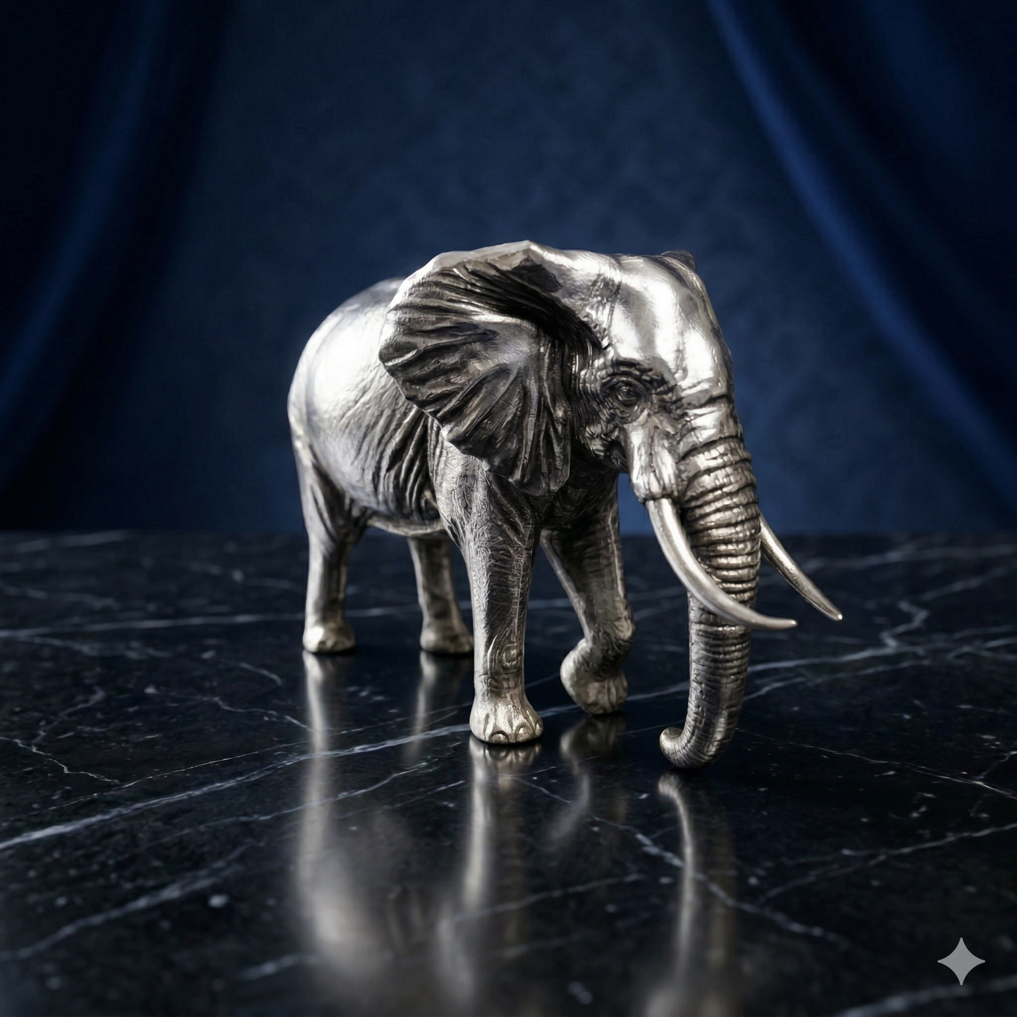 Premium Oxidized Silver Plated Majestic Elephant Idol (6.5 cm)