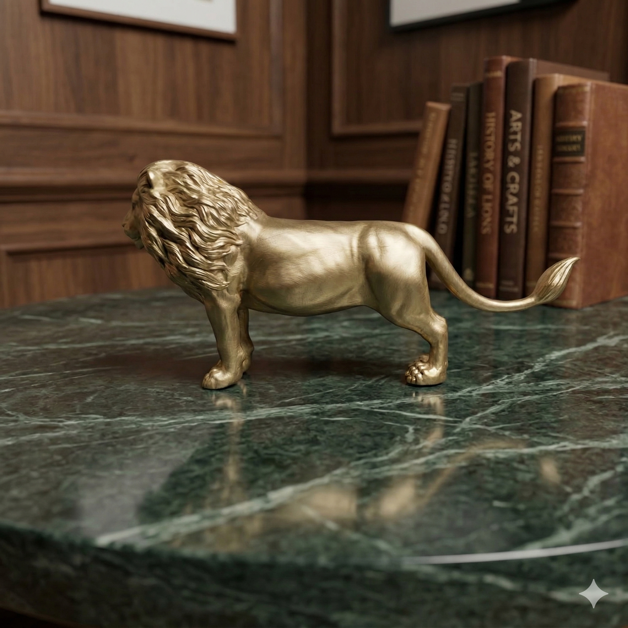 Premium Pure Brass Majestic Standing Lion Figurine