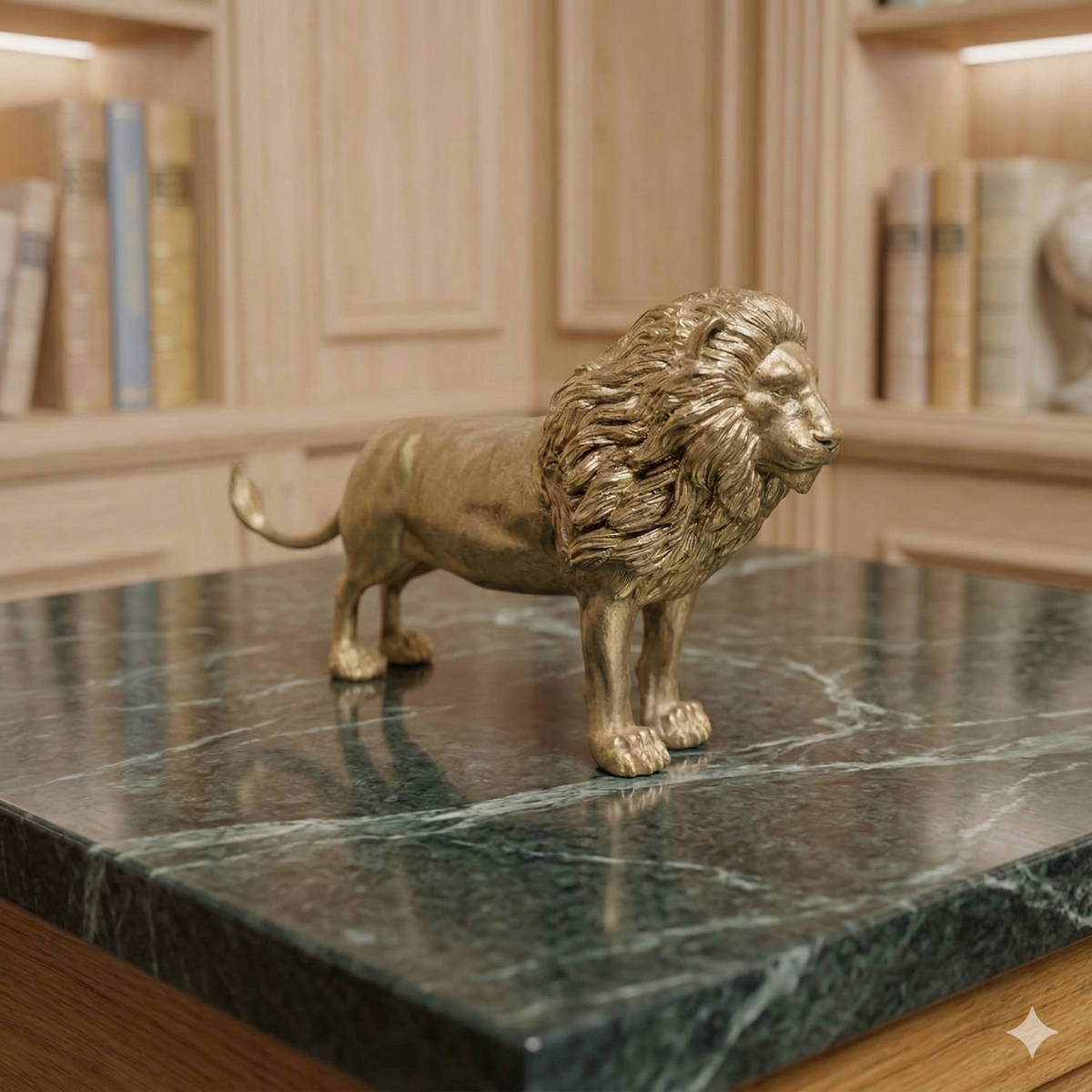 Premium Pure Brass Majestic Standing Lion Figurine