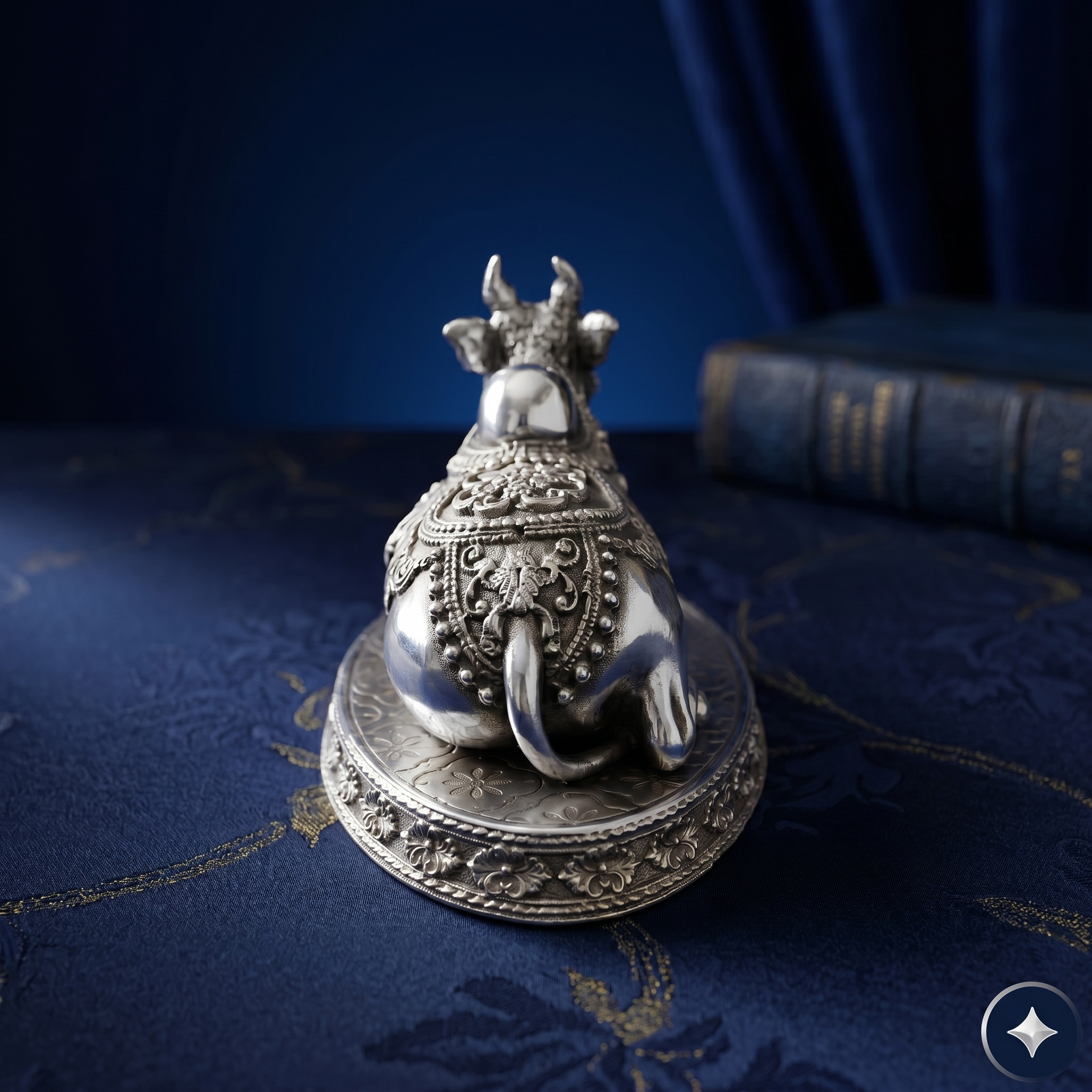 Premium Oxidized Silver-Plated Brass Nandi Idol