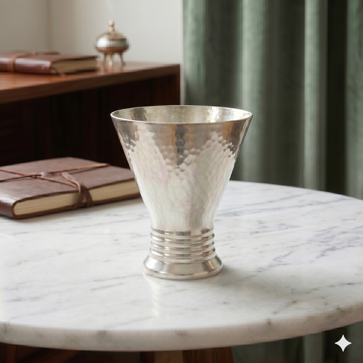 Luxury Hand-Hammered Flared Chalice – Premium Textured Metallic Goblet with Velvet Gift Box