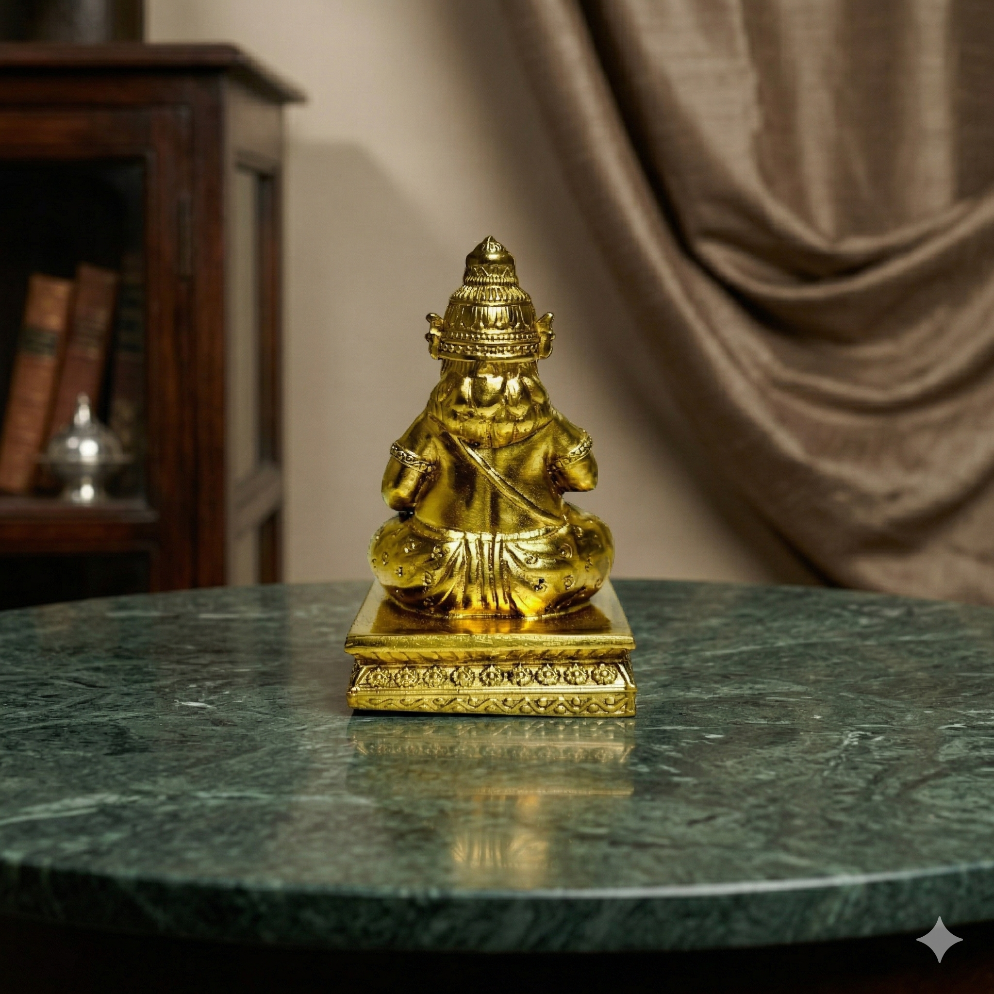 Premium Pure Brass Lord Kuber Idol with Secret Dhan Pot (6cm)