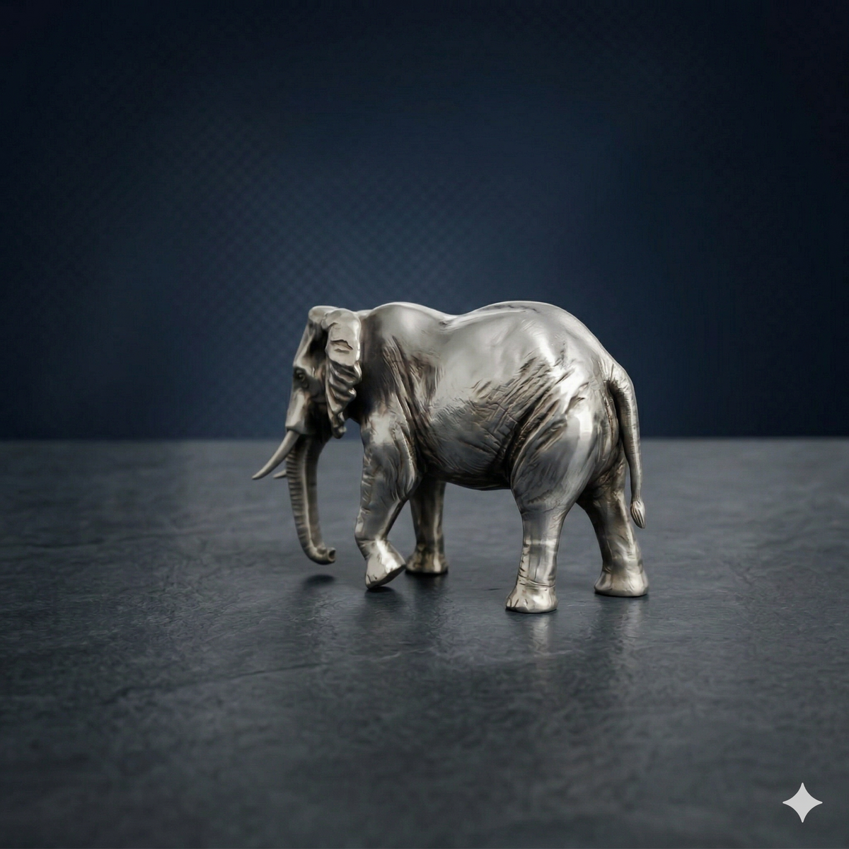 Premium Oxidized Silver Plated Majestic Elephant Idol (6.5 cm)