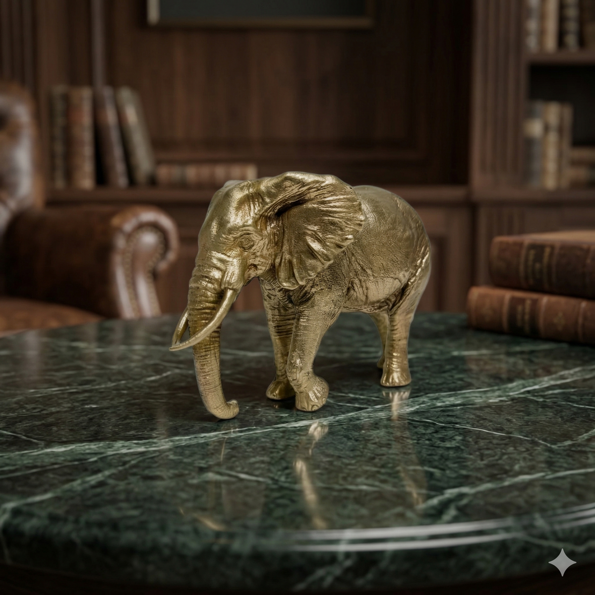 Handcrafted Antique Brass Elephant Figurine (10 cm) for Vastu & Home Decor