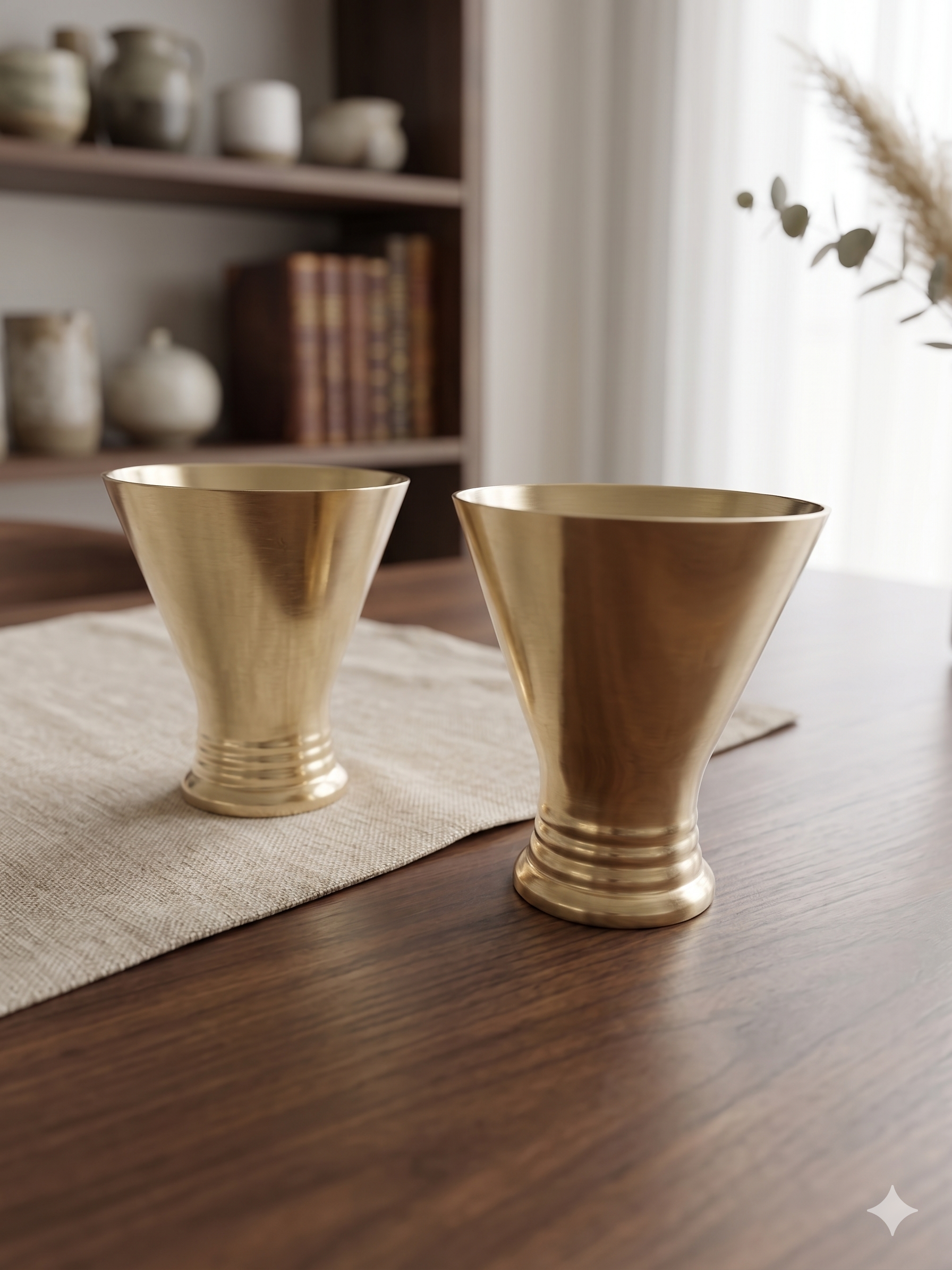 Elegant Hourglass Brass Glass Set with Premium Velvet Gift Box – Set of 2
