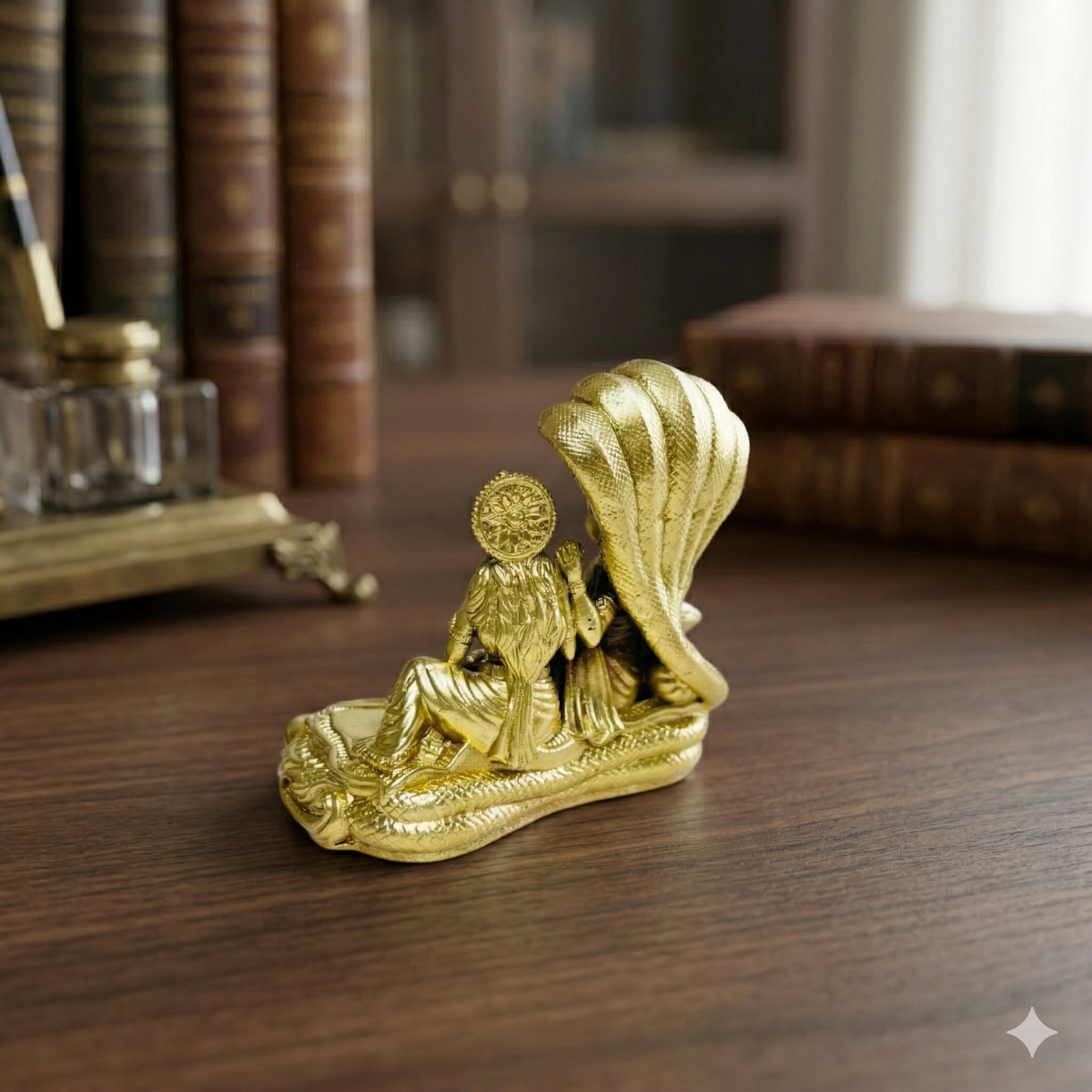 Premium Brass Lakshmi Narayan Idol – Handcrafted Vishnu Lakshmi Murti on Sheshnag for Home Pooja & Gifting