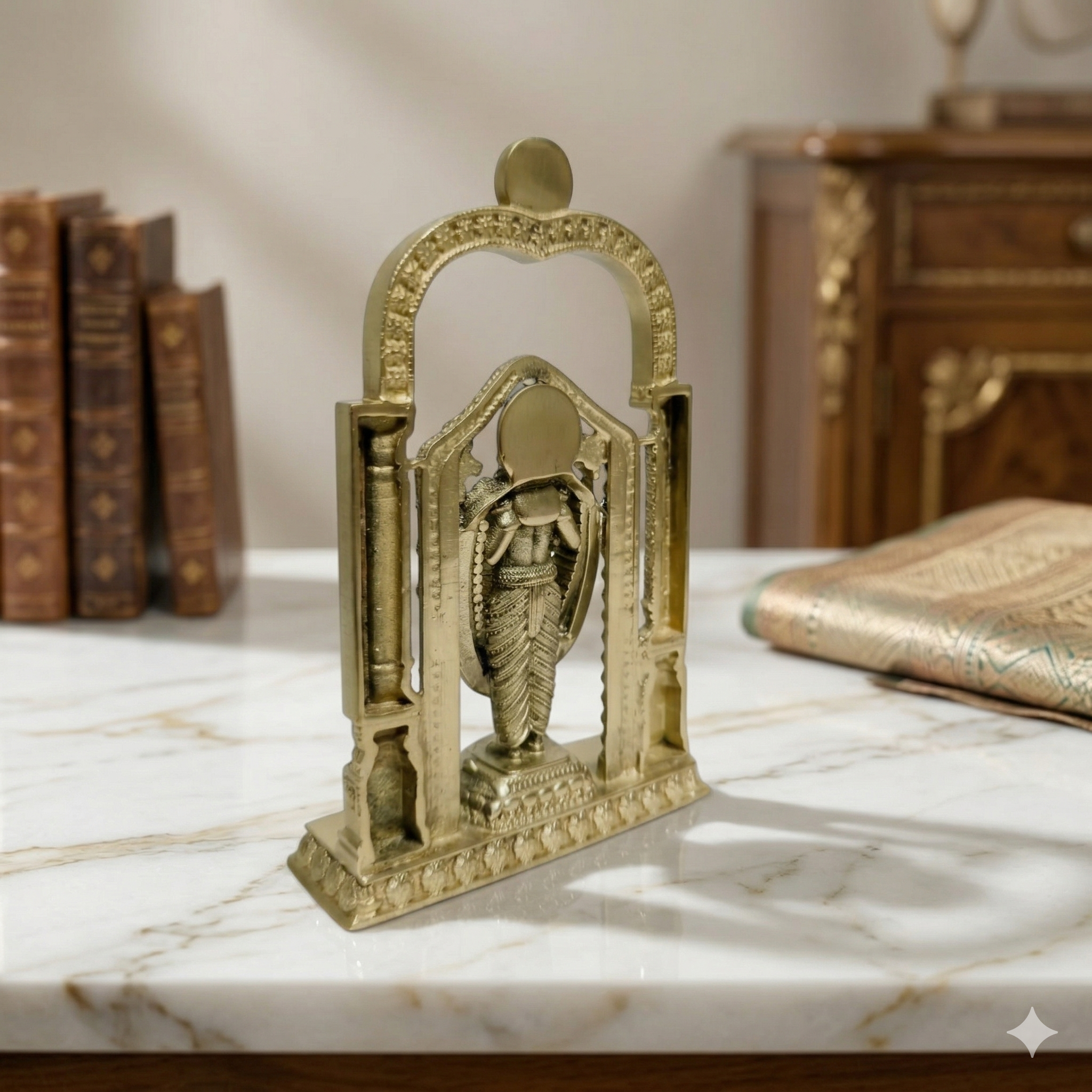 Premium Pure Brass Lord Venkateswara Balaji Idol with Arch (9.5cm)