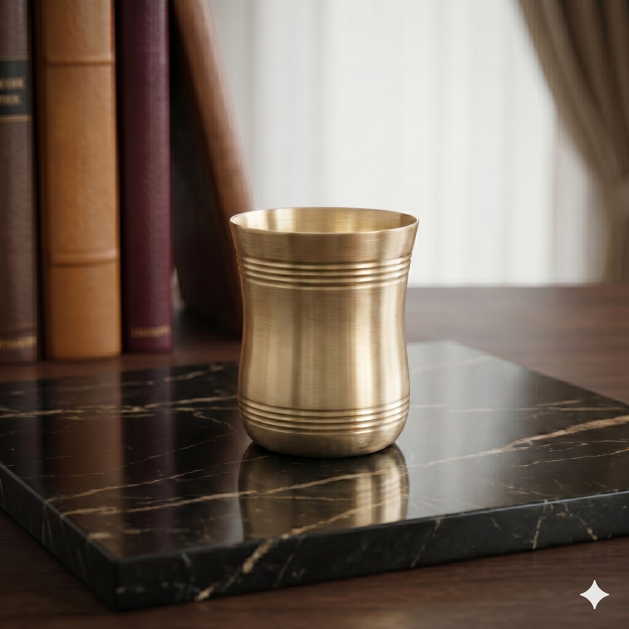 Royal Brass Linear Engraved Tumbler – Handcrafted Metallic Glass (Single/Set)