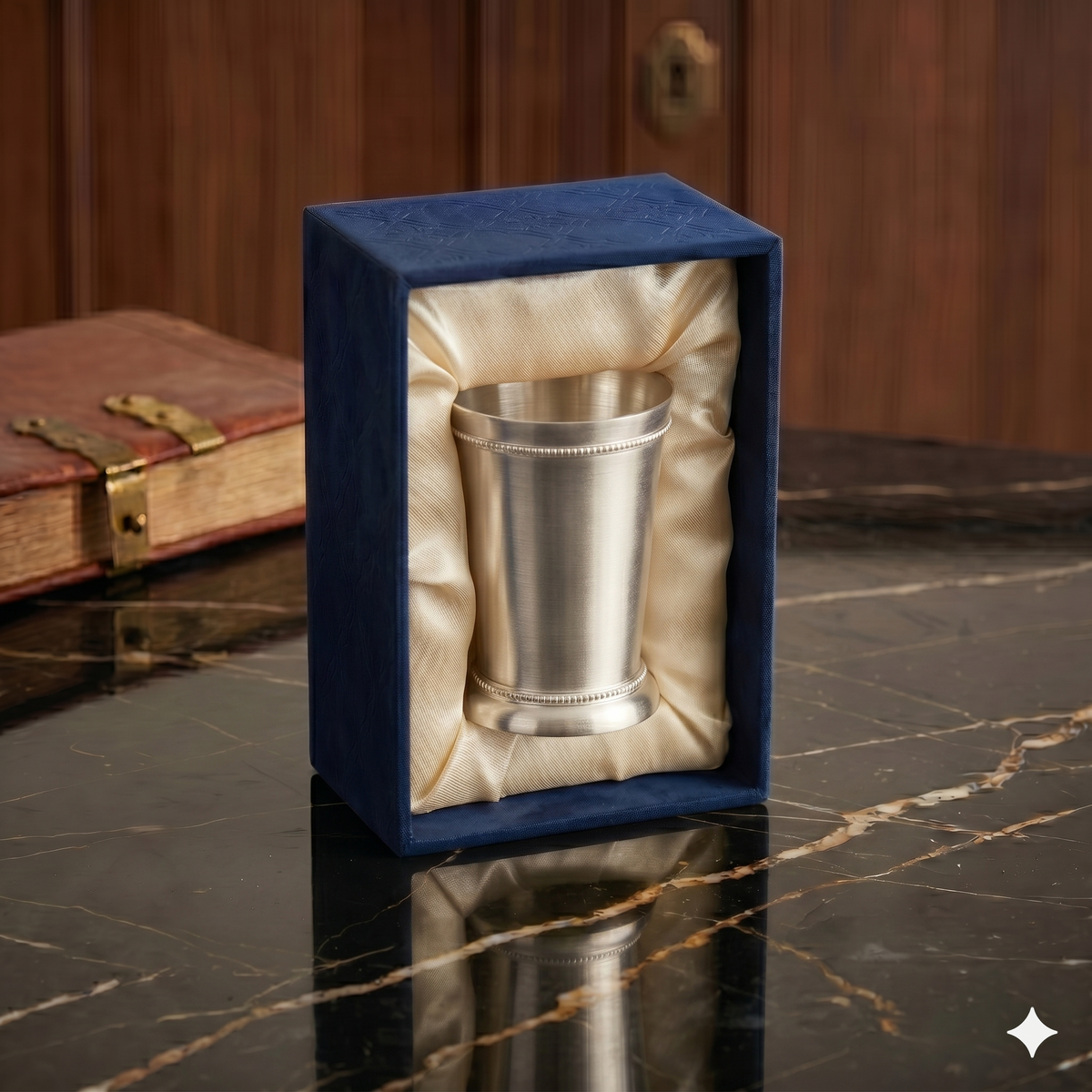 Classic Matte Metallic Beaded Julep Cup Gift Set
