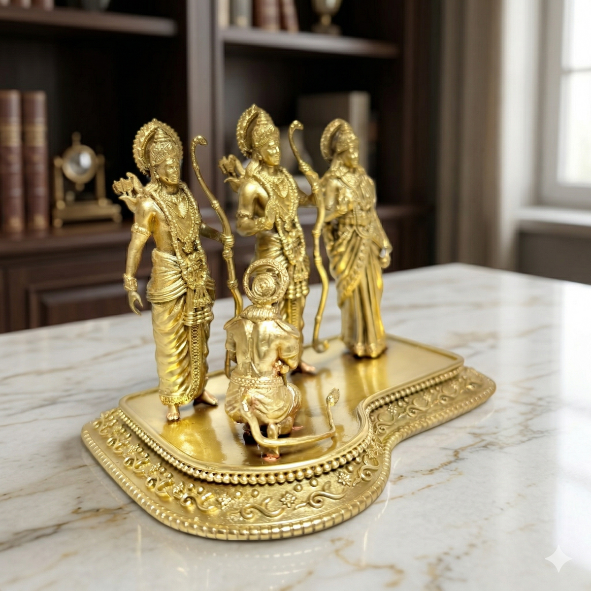 Premium Pure Brass Ram Darbar Idol Set – Ram, Laxman, Sita & Hanuman Murti (11cm)