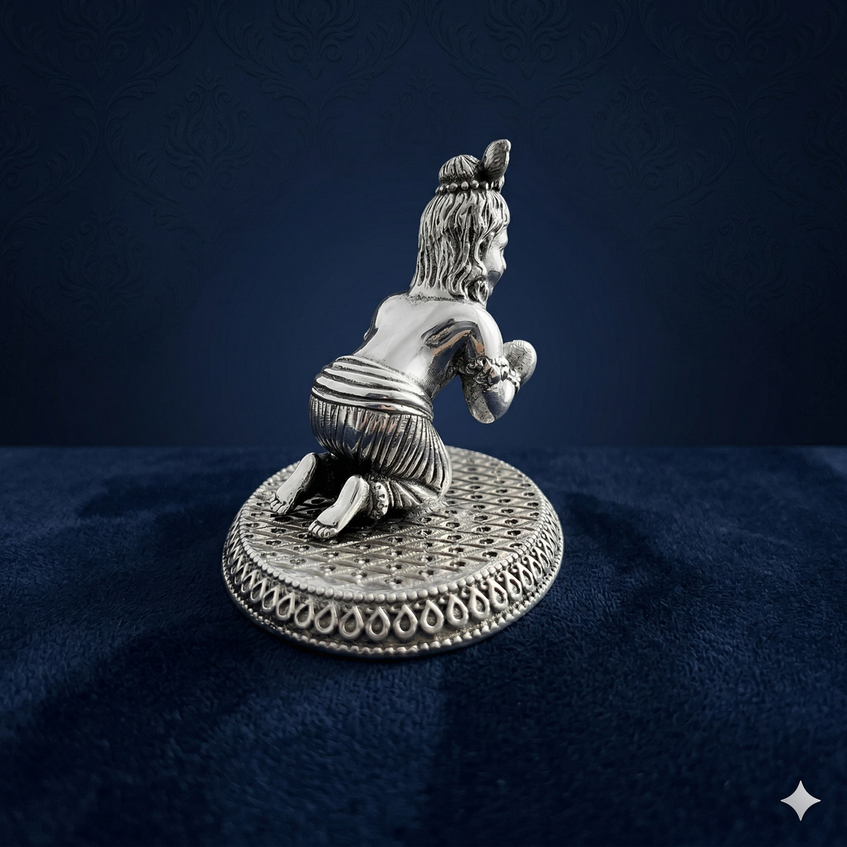 Premium Oxidized Silver-Plated Crawling Bal Gopal Krishna Idol
