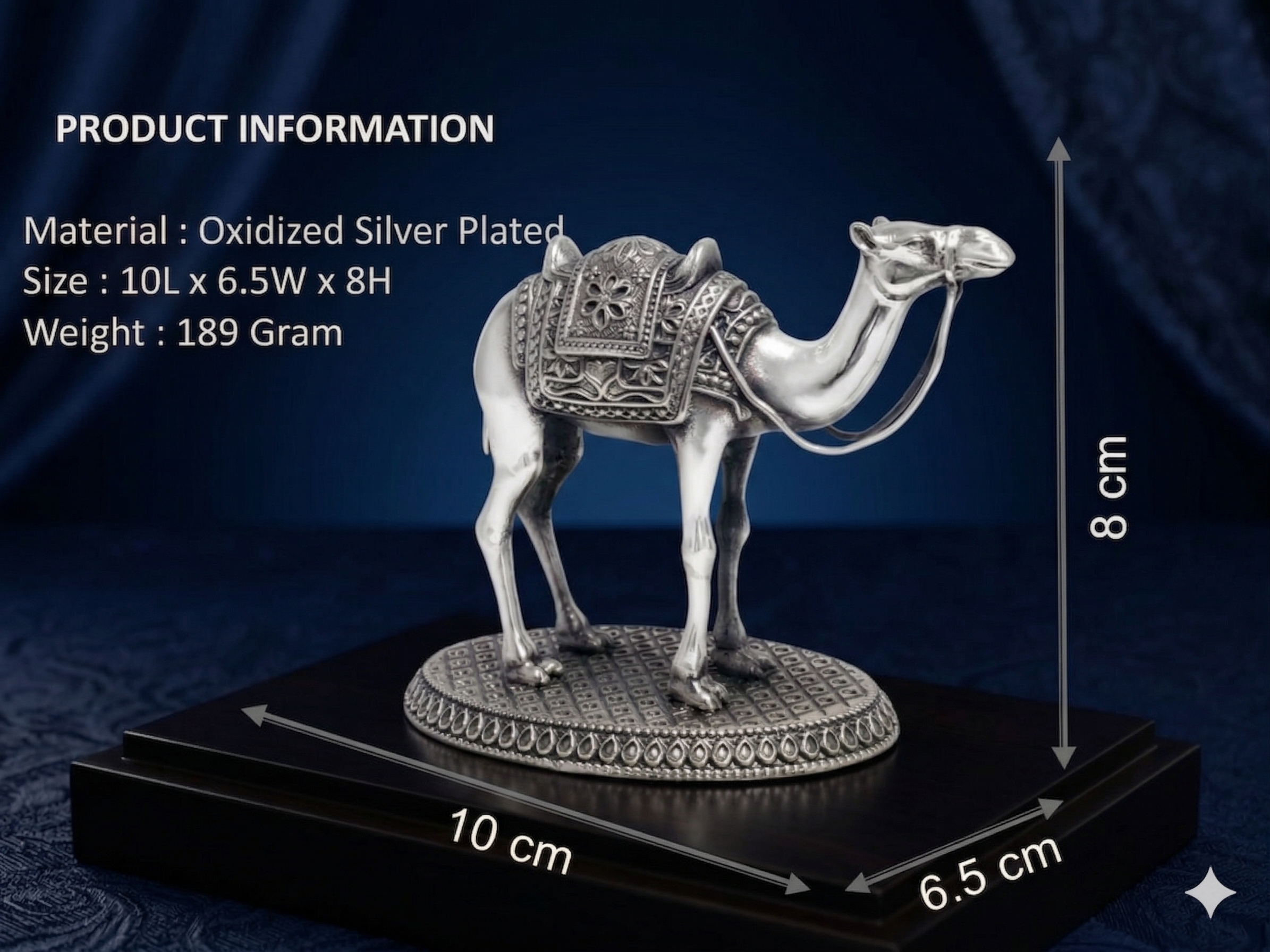 Oxidized Silver-Plated Camel Statue – Premium Brass Rajasthani Decorative Idol for Home Showcase & Gifting