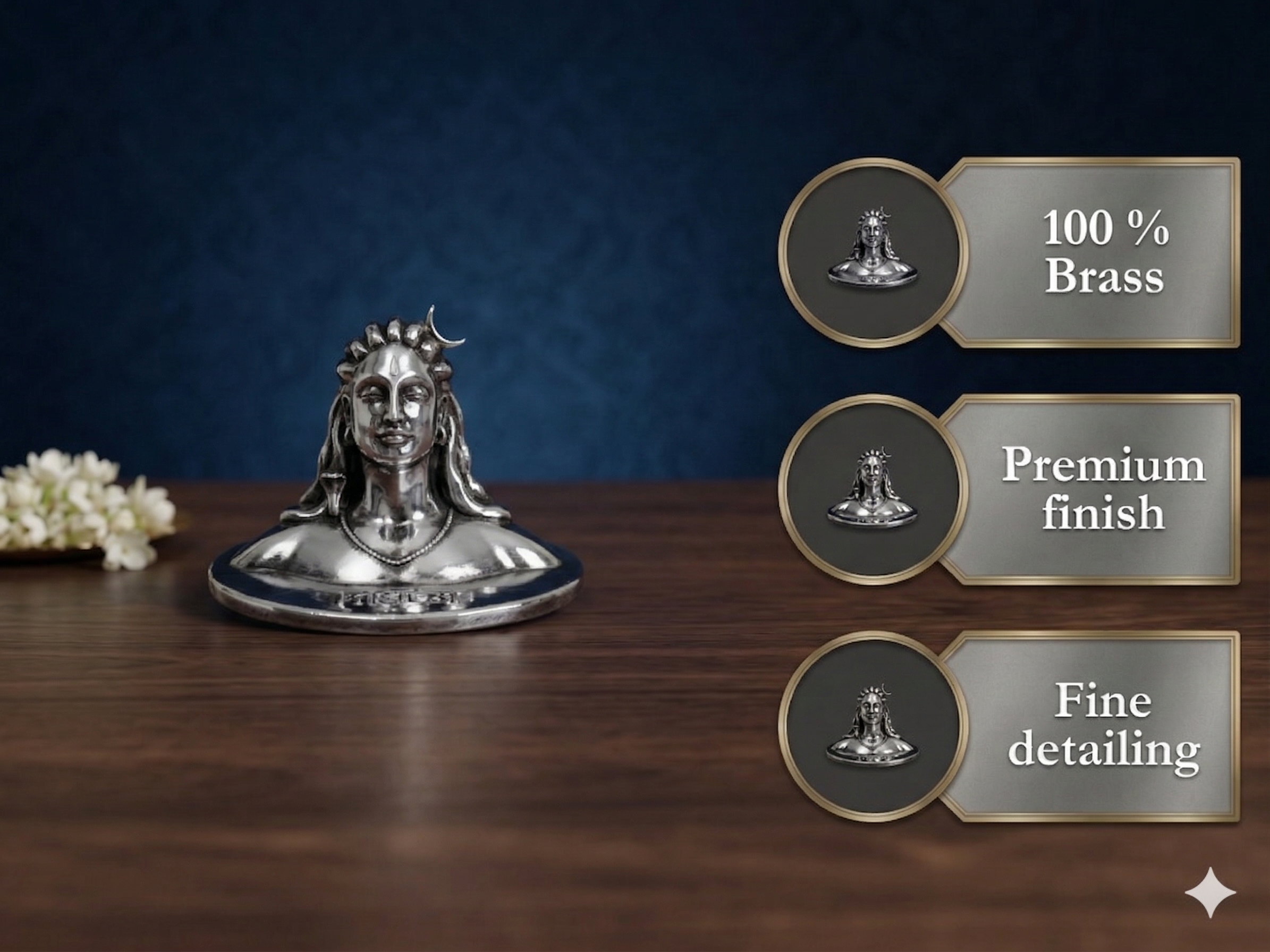 Silver-Plated Adiyogi Shiva Statue – Compact Mahadev Idol for Car Dashboard & Pooja Room