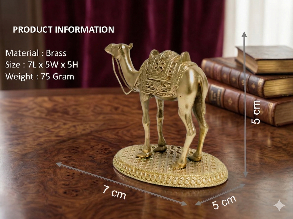 Title Handcrafted 100% Pure Brass Camel Idol – Premium Finish Royal Decor