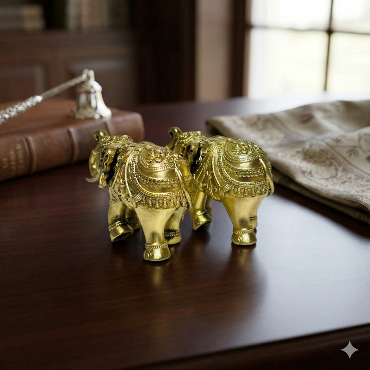 Premium Brass Trunk Up Elephant Statues (Pair) – Handcrafted Vastu Decor for Good Luck