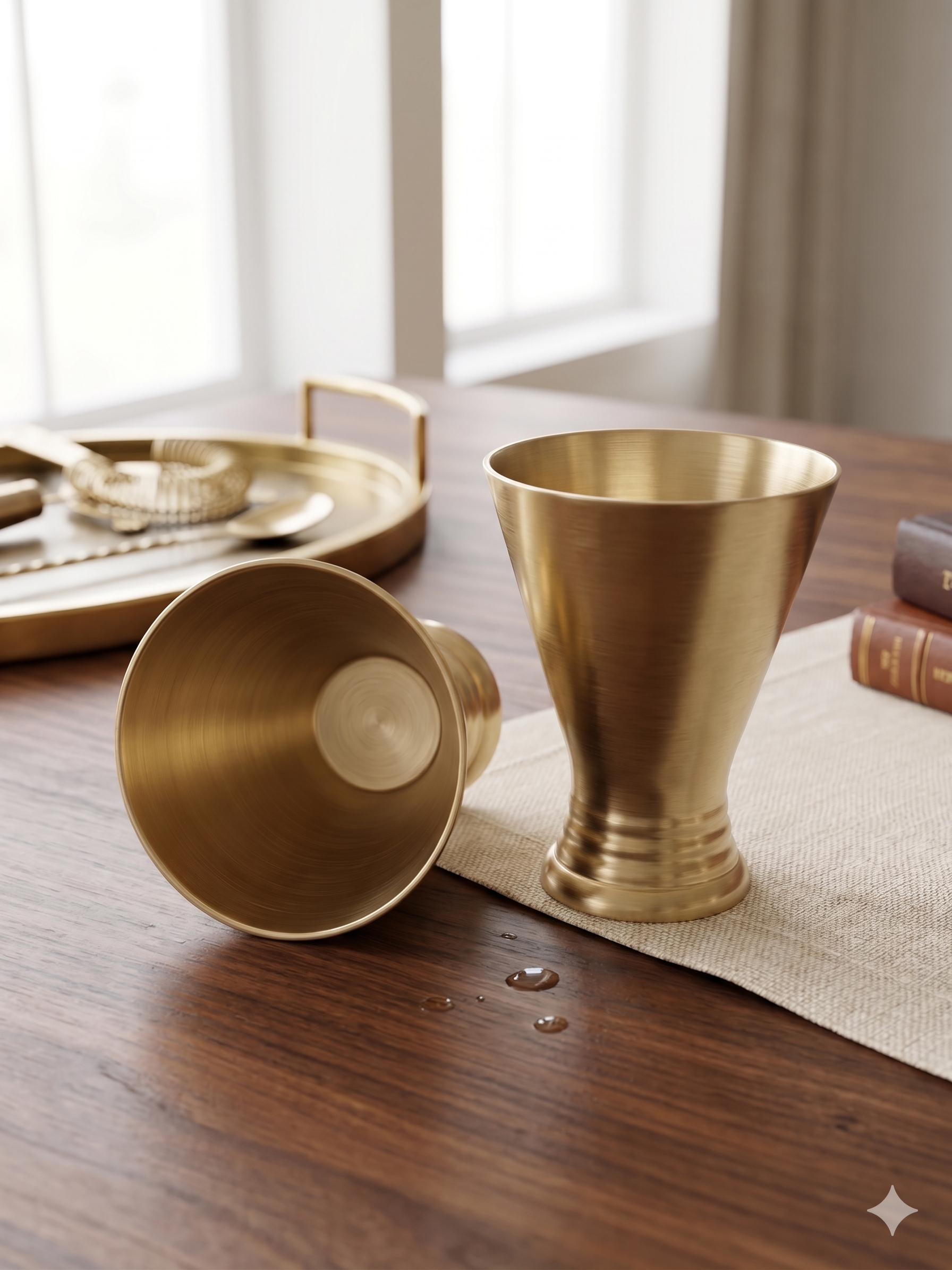 Elegant Hourglass Brass Glass Set with Premium Velvet Gift Box – Set of 2