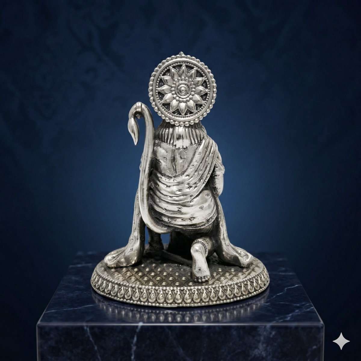Premium Oxidized Silver Plated Hanuman Idol (8 cm)
