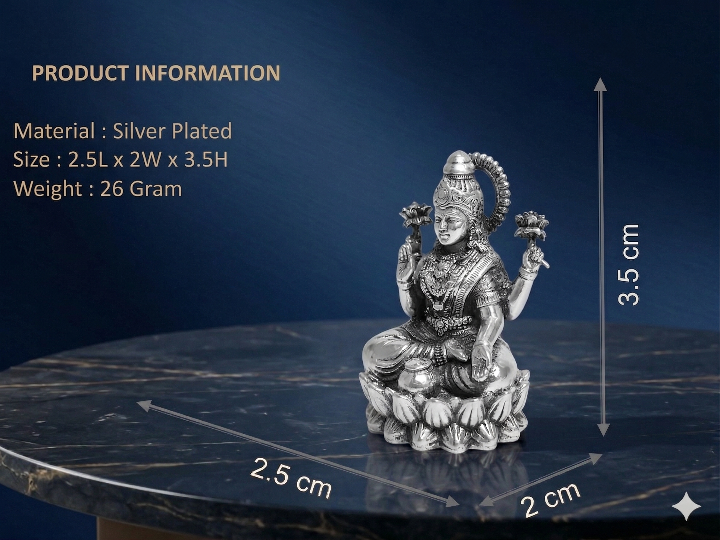 Premium Silver Plated Goddess Lakshmi Idol – Handcrafted Mahalakshmi Murti for Pooja Room & Gifting