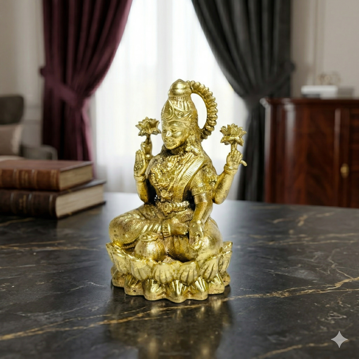 Premium Brass Goddess Lakshmi Idol for Pooja & Home Decor (3.5 cm)