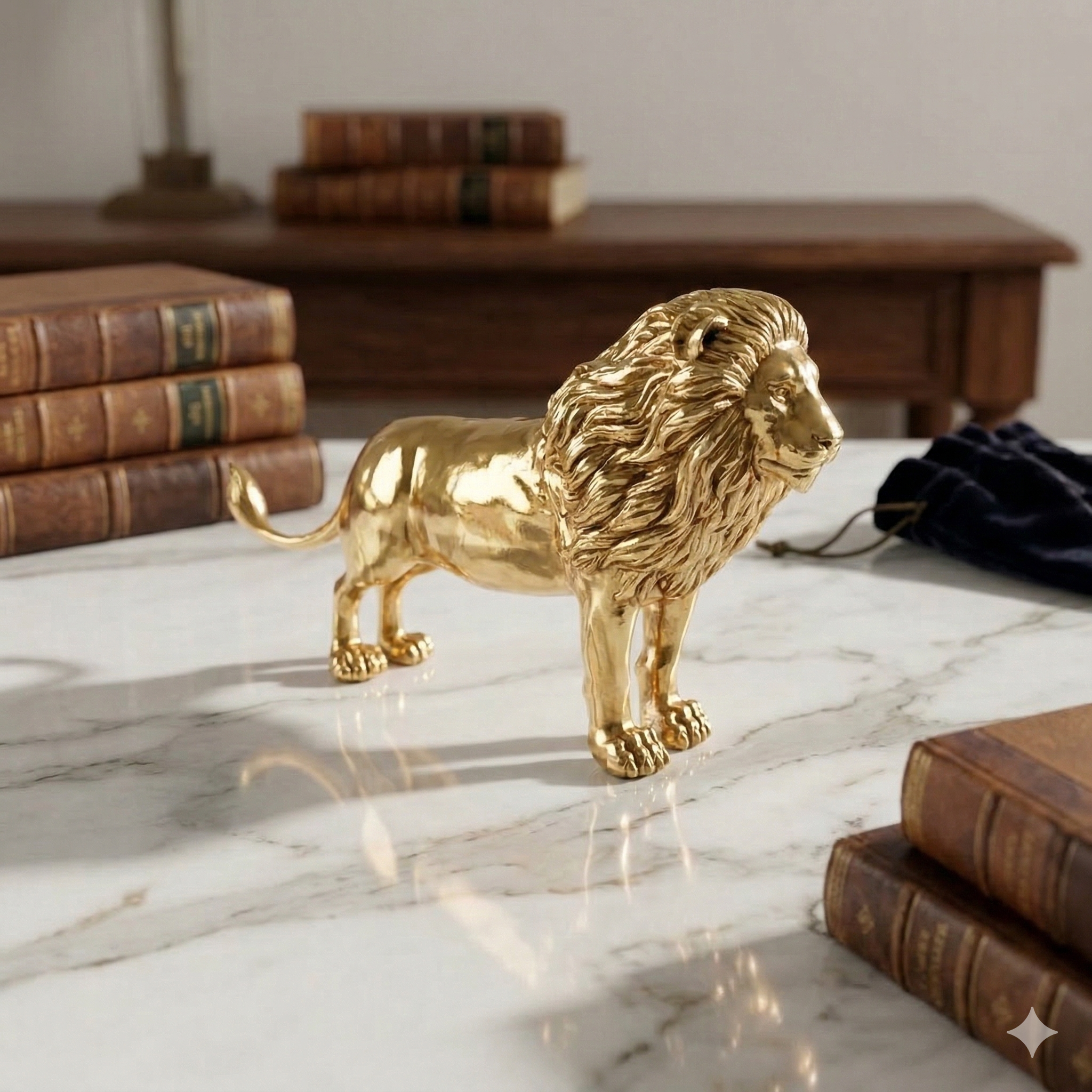 Premium Pure Brass Majestic Standing Lion Figurine