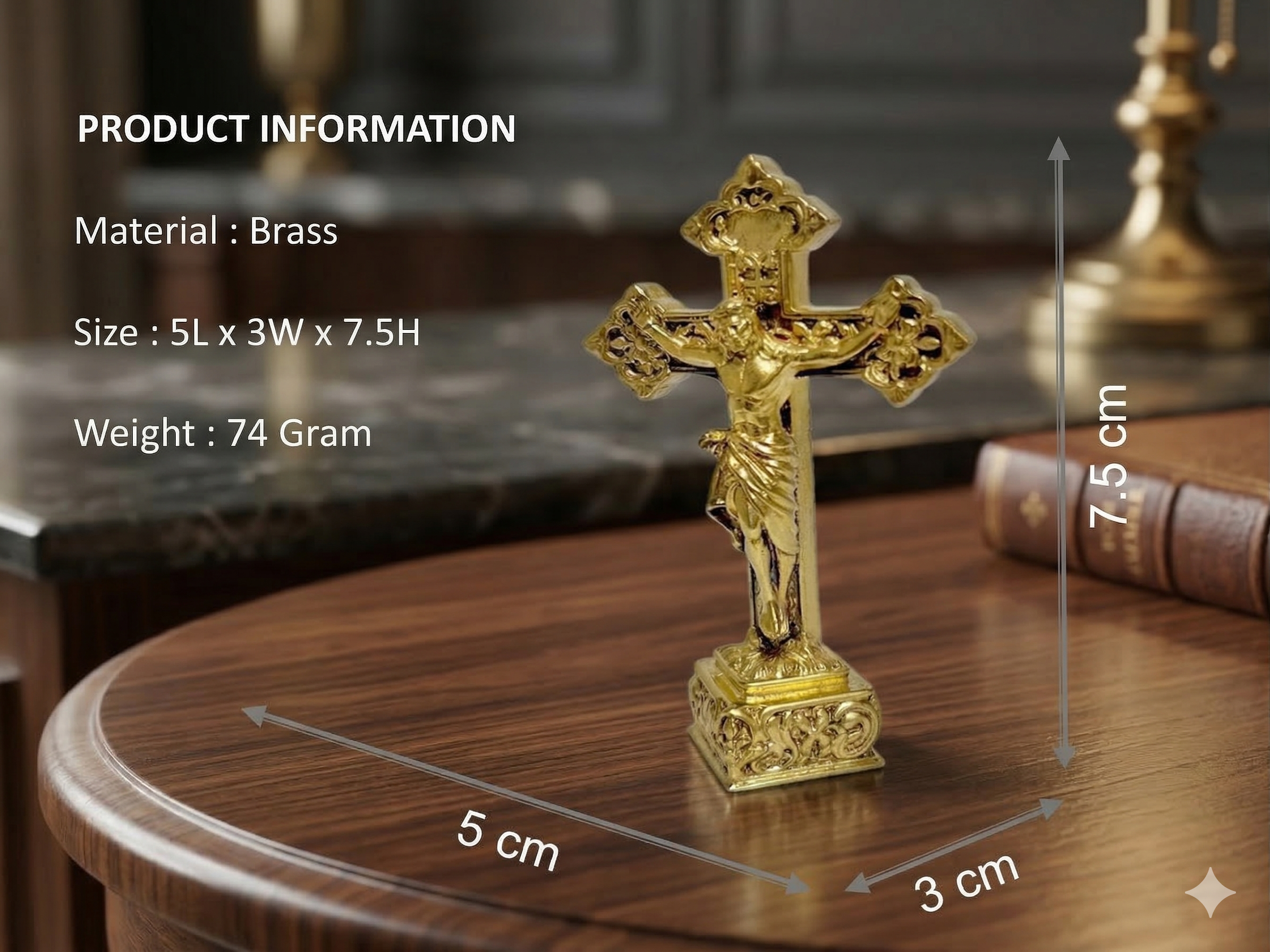 Premium Brass Jesus Crucifix Cross Statue – Handcrafted Christian Altar Decor