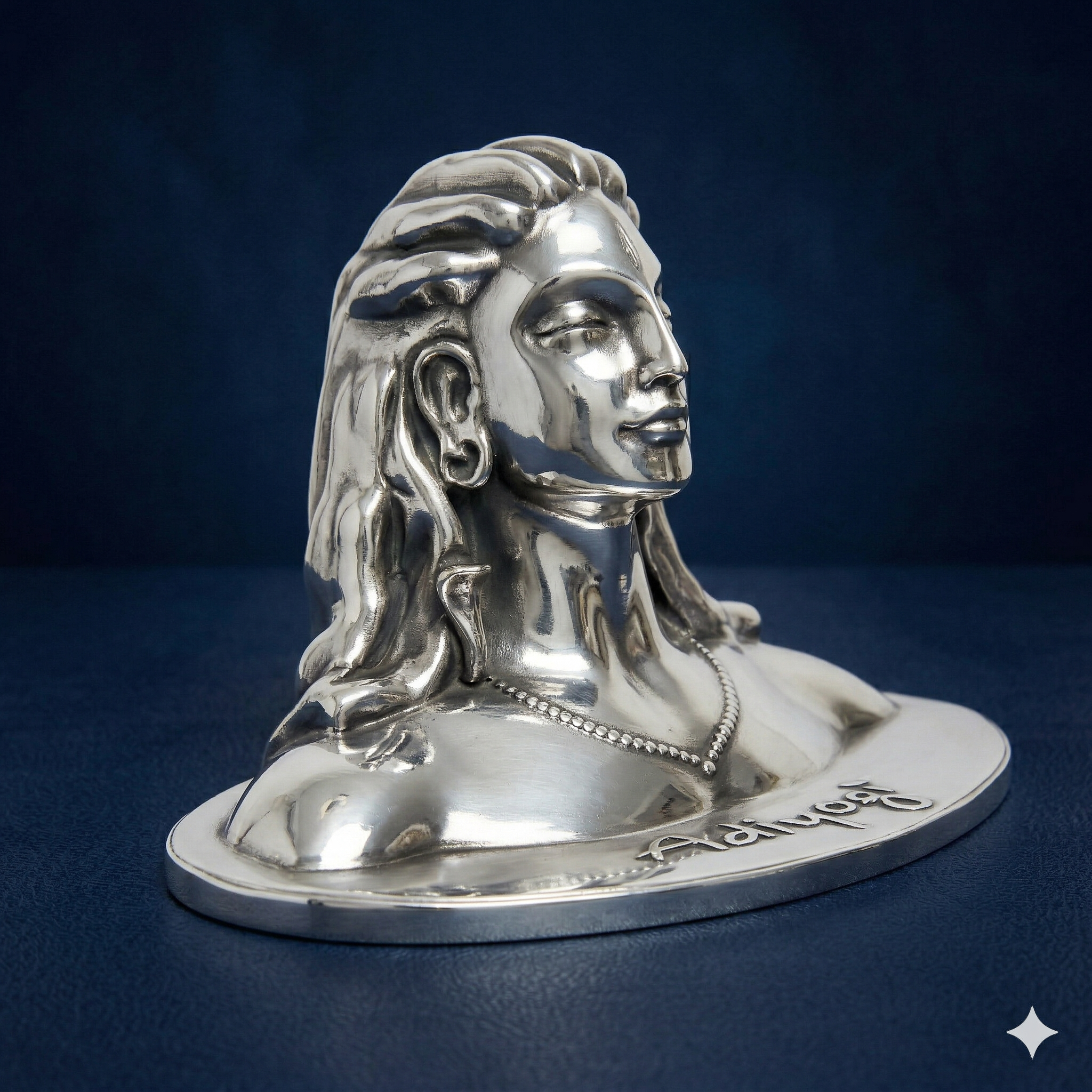 Silver-Plated Adiyogi Shiva Bust – Premium Finished 7cm Mahadev Statue for Pooja Room &amp; Home Decor