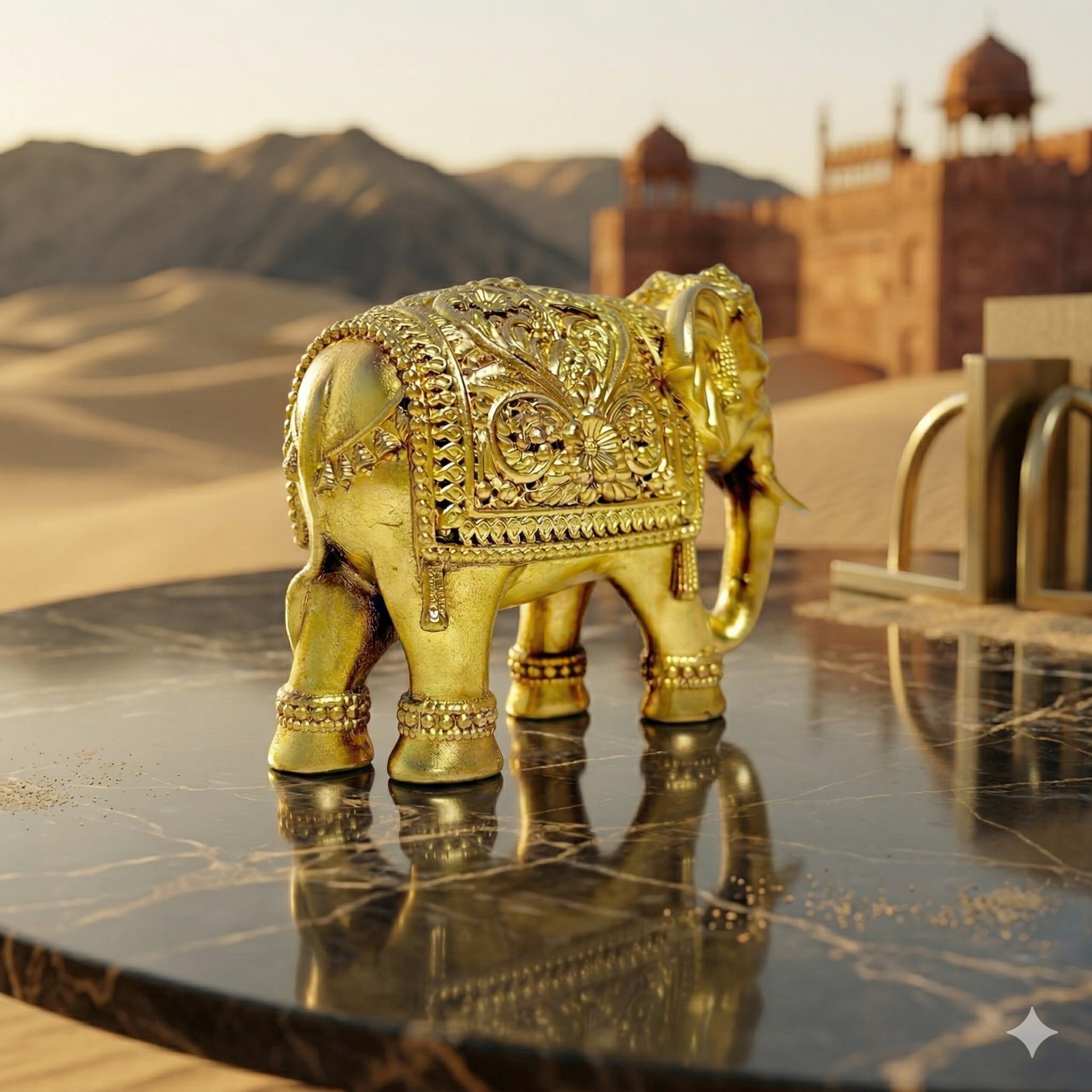 Premium 100% Brass Royal Elephant Statue – Handcrafted Heritage Home Decor