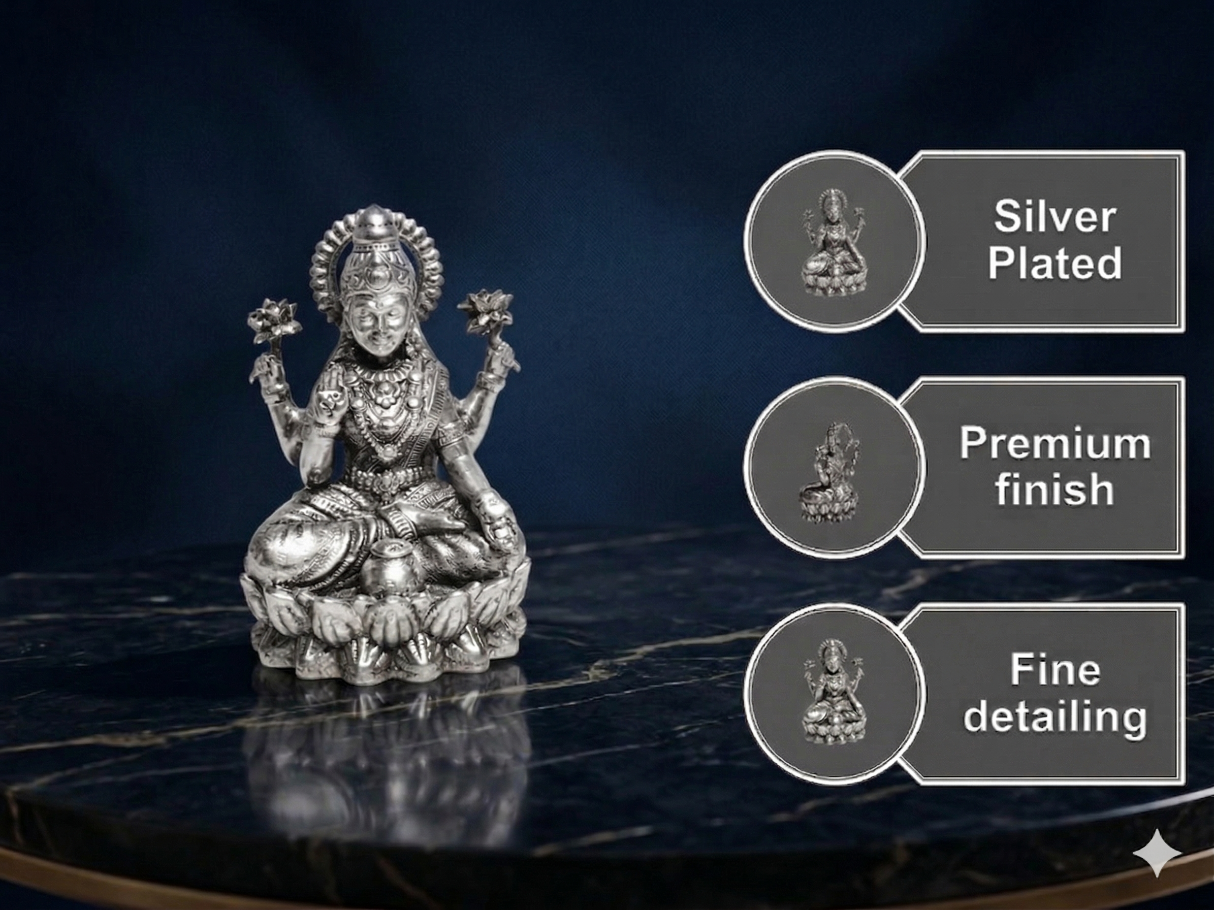 Premium Silver Plated Goddess Lakshmi Idol – Handcrafted Mahalakshmi Murti for Pooja Room & Gifting
