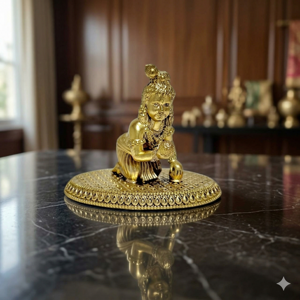 Premium Pure Brass Laddu Gopal Idol – Crawling Baby Krishna Murti