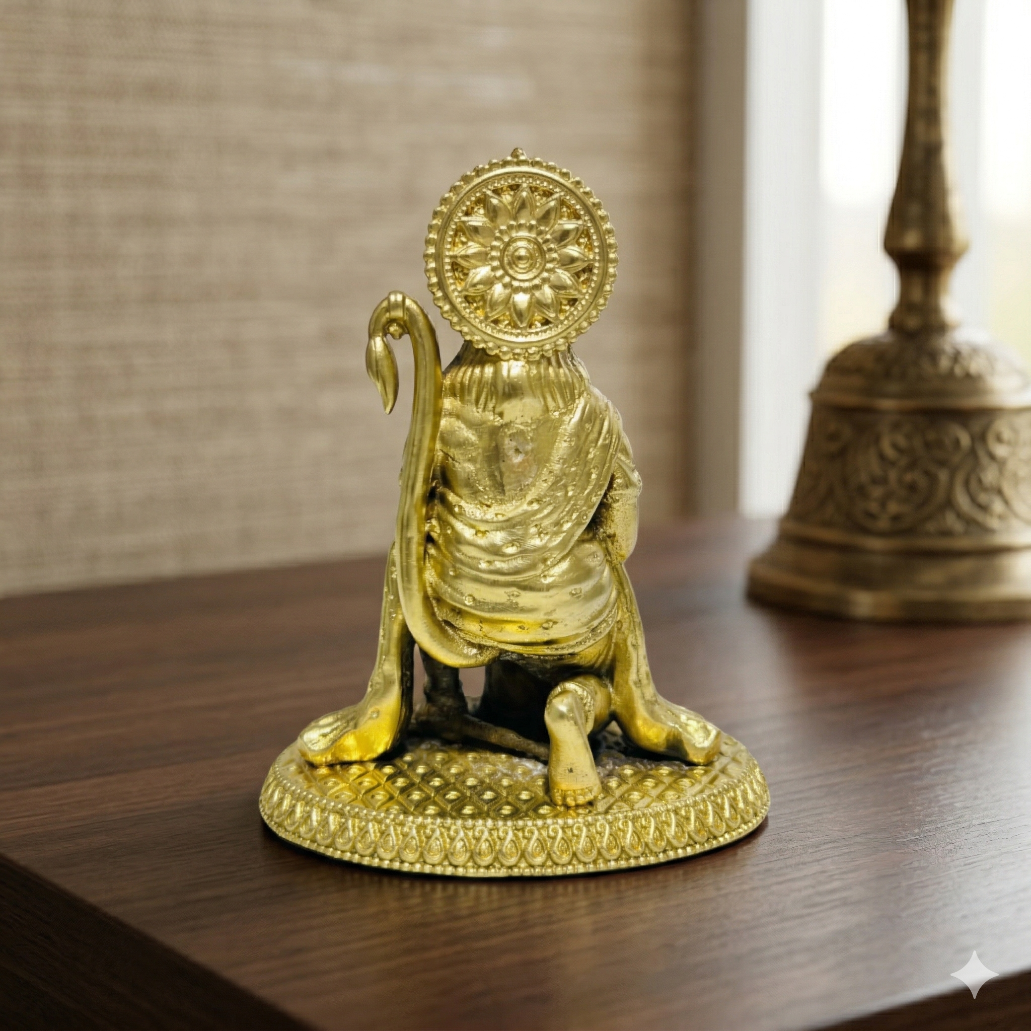 Premium Pure Brass Bajrangbali Idol – Kneeling Lord Hanuman Murti (8cm)