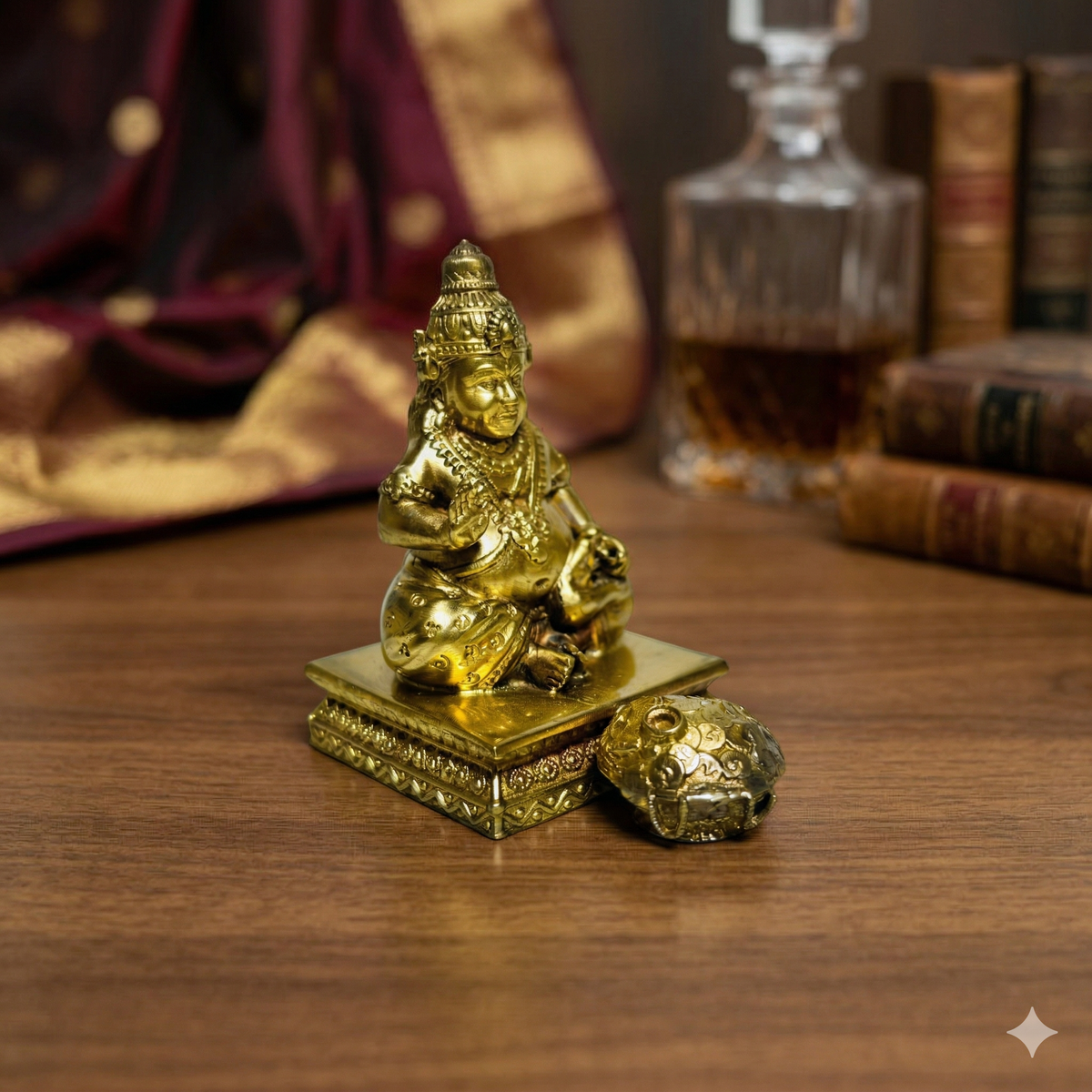 Premium Pure Brass Lord Kuber Idol with Secret Dhan Pot (6cm)