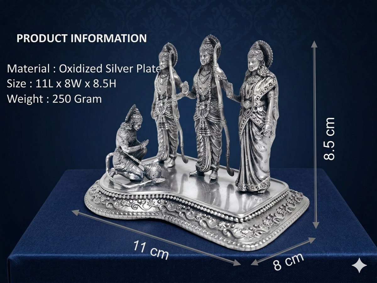 Premium Oxidized Silver Plated Ram Darbar Idol (11 cm)